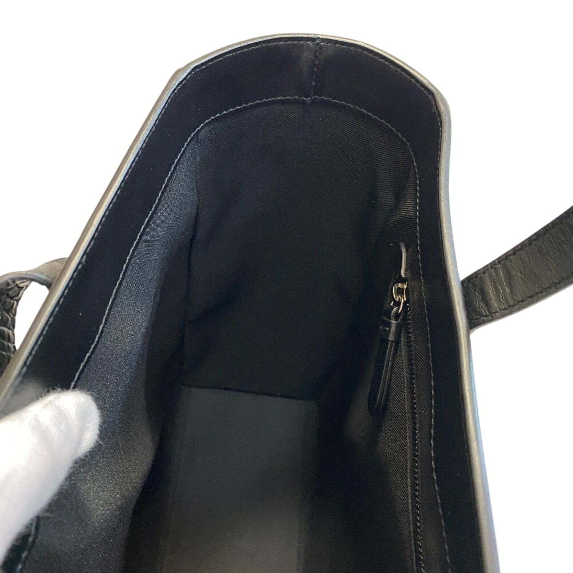Jimmy Choo JIMMY CHOO Pegasi Crocodile Embossed Studded Tote Bag in Black Size ONE SIZE - 9 Thumbnail