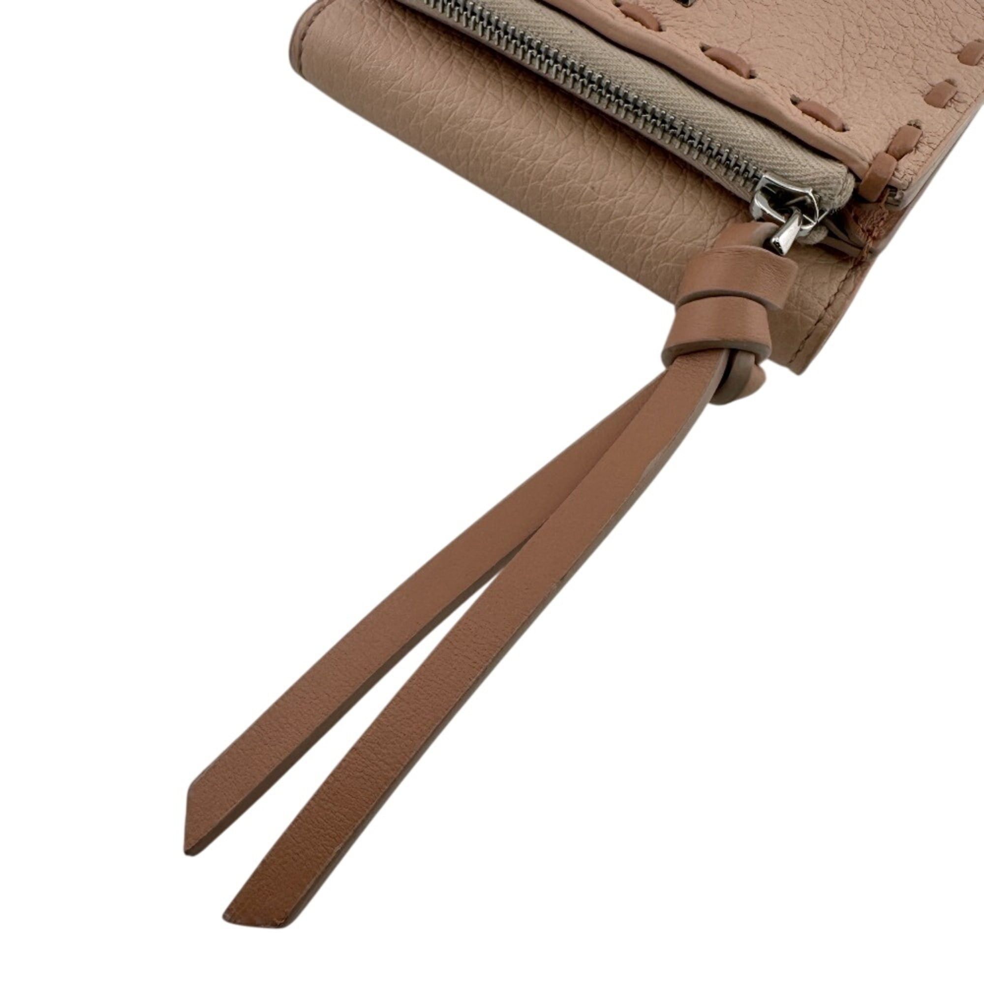 Fendi FENDI 8M0499 Peekaboo Micro Topstitch Selleria Tri-fold Wallet in Pink Size ONE SIZE - 7 Thumbnail