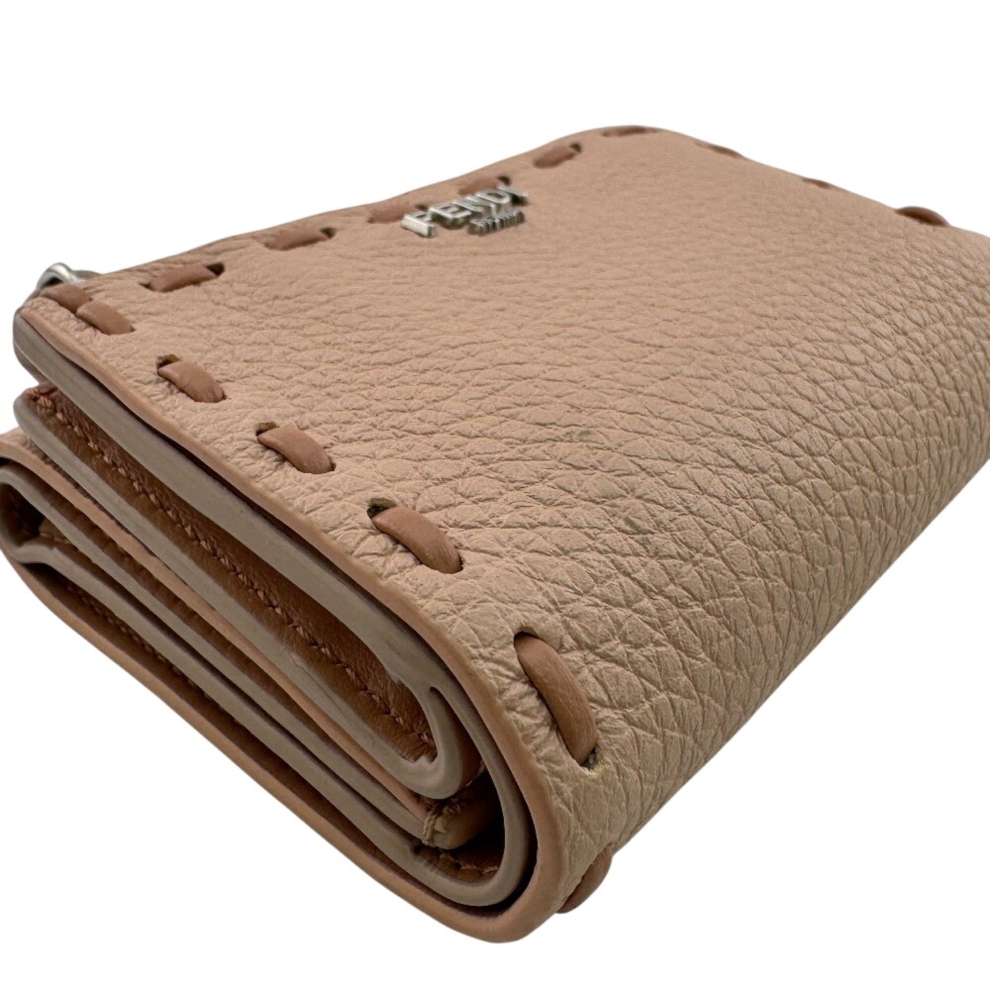 Fendi FENDI 8M0499 Peekaboo Micro Topstitch Selleria Tri-fold Wallet in Pink Size ONE SIZE - 5 Thumbnail
