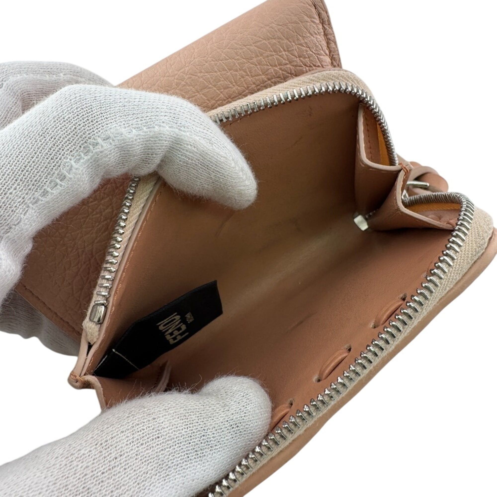 Fendi FENDI 8M0499 Peekaboo Micro Topstitch Selleria Tri-fold Wallet in Pink Size ONE SIZE - 8 Thumbnail