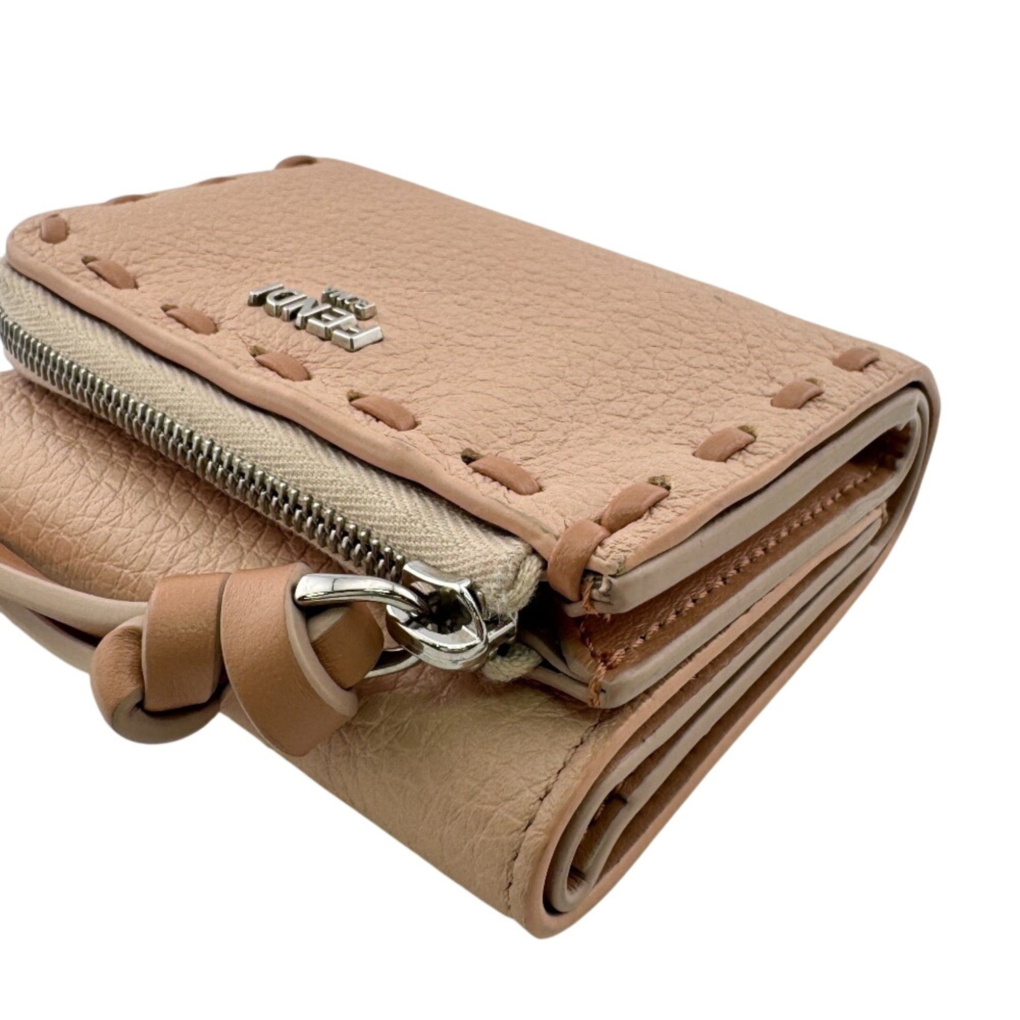 Fendi FENDI 8M0499 Peekaboo Micro Topstitch Selleria Tri-fold Wallet in Pink Size ONE SIZE - 6 Thumbnail