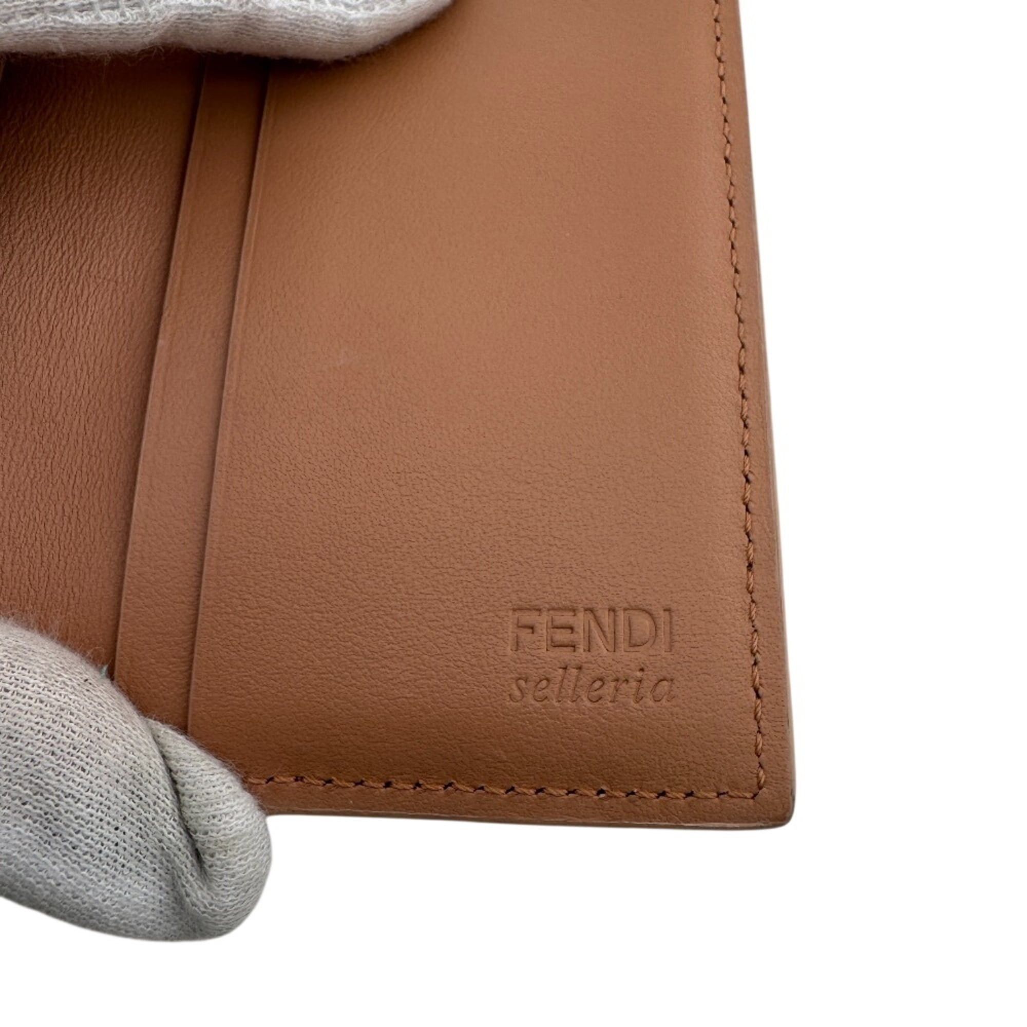 Fendi FENDI 8M0499 Peekaboo Micro Topstitch Selleria Tri-fold Wallet in Pink Size ONE SIZE - 11 Thumbnail