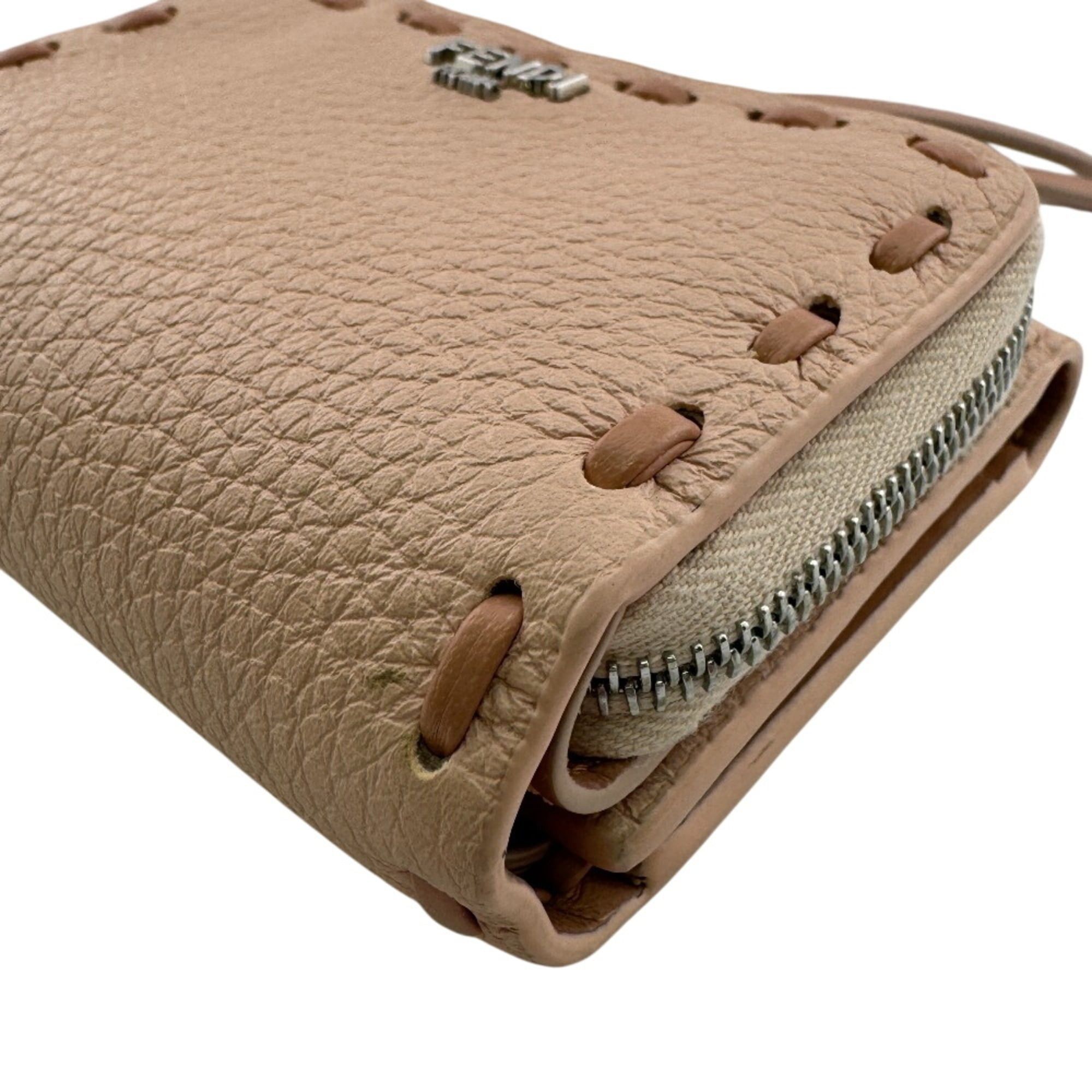Fendi FENDI 8M0499 Peekaboo Micro Topstitch Selleria Tri-fold Wallet in Pink Size ONE SIZE - 4 Thumbnail