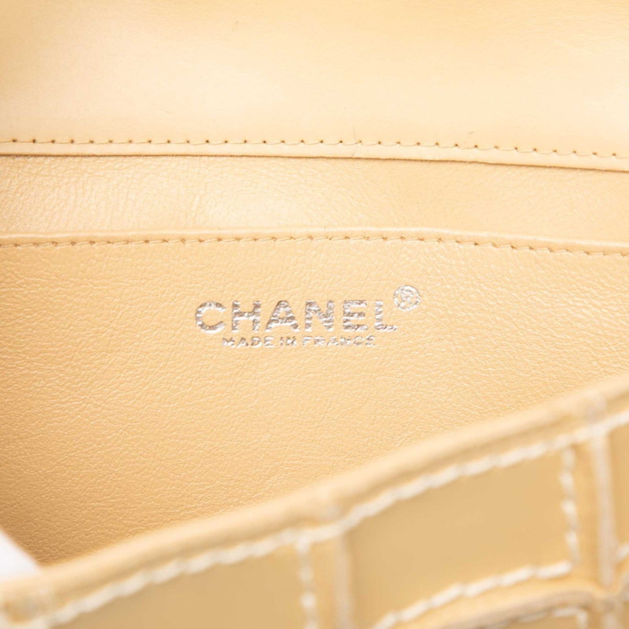 CHANEL Wild Stitch Coco Mark Chocolate Bar Chain Shoulder Bag in Beige Leather for Women