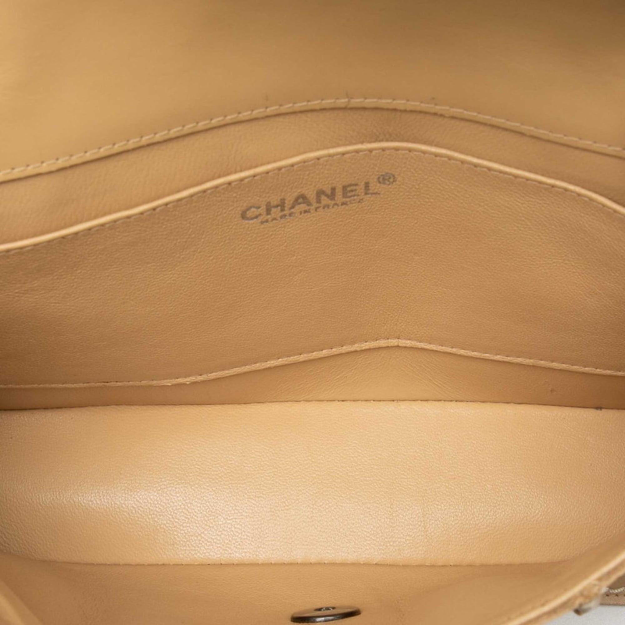CHANEL Wild Stitch Coco Mark Chocolate Bar Chain Shoulder Bag in Beige Leather for Women