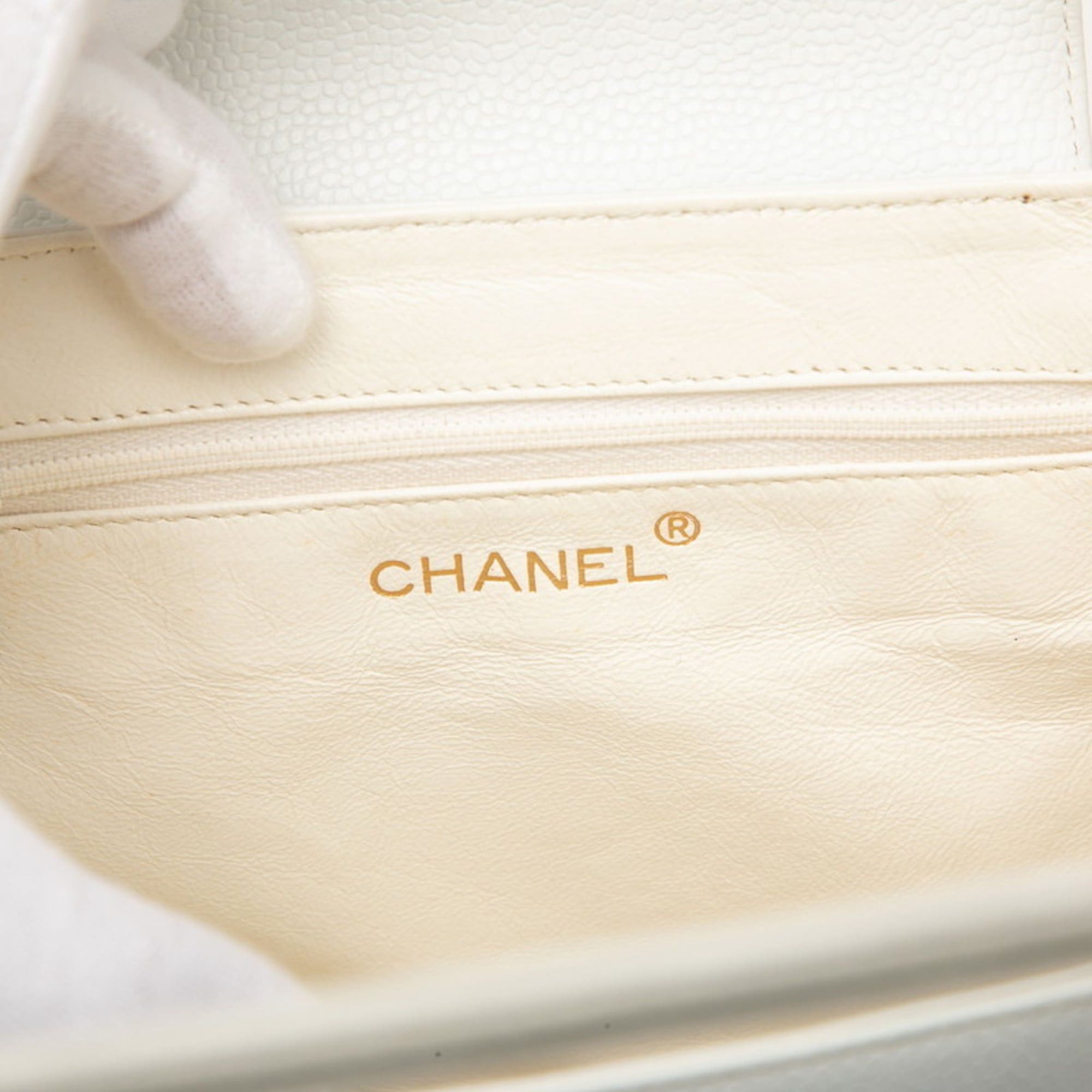 Chanel CHANEL Coco Mark Handbag White Leather Women's Size ONE SIZE - 6 Thumbnail