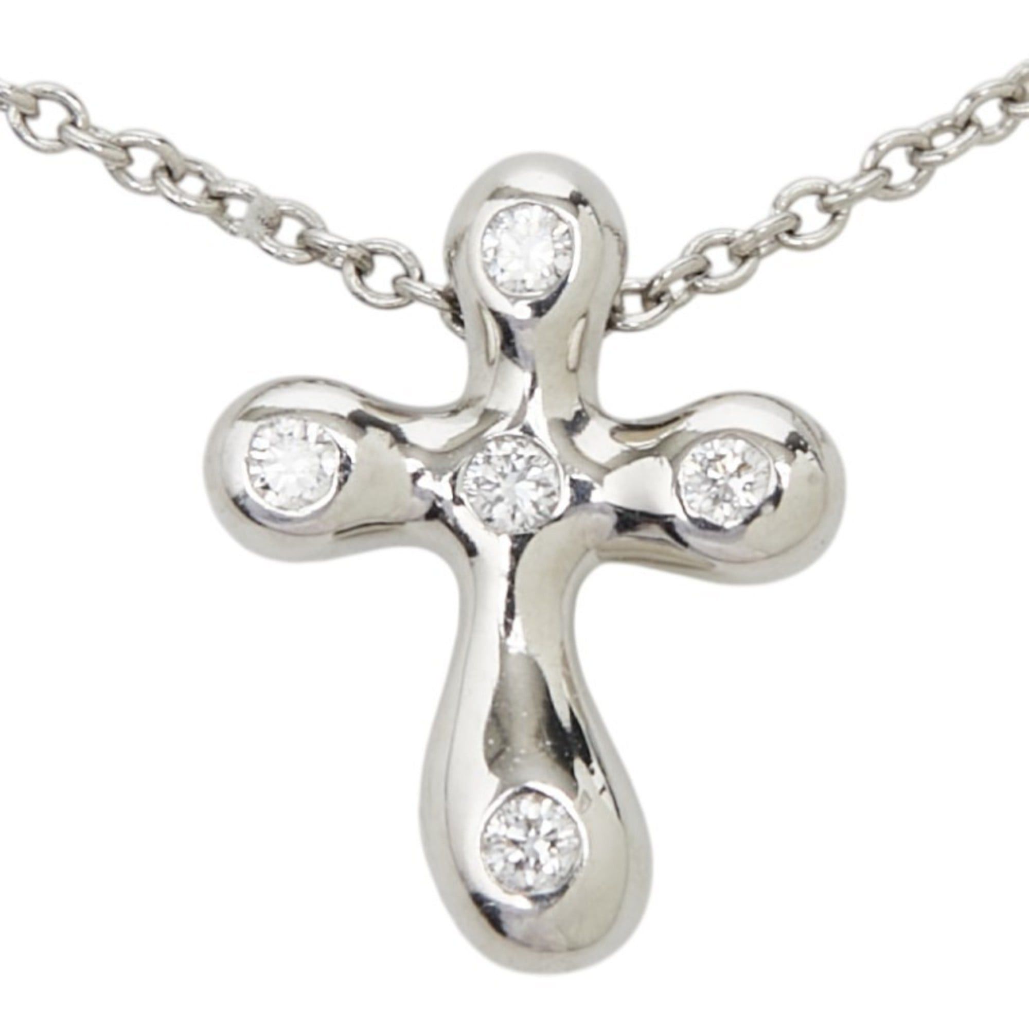 Tiffany & Co. Tiffany Elsa Peretti Small Cross Pendant Necklace in Silver (Pt950) Platinum with Diamonds for Women. TIFFANY & Co. Size ONE SIZE - 2 Thumbnail