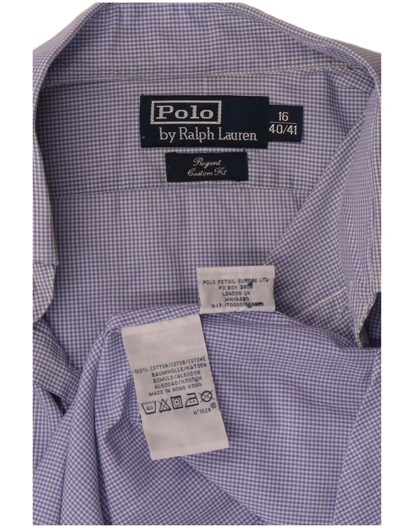 Polo Ralph Lauren Mens Formal Shirt 16 40/41 Large Blue Gingham Size US S / EU 44-46 / 1 - 5 Thumbnail