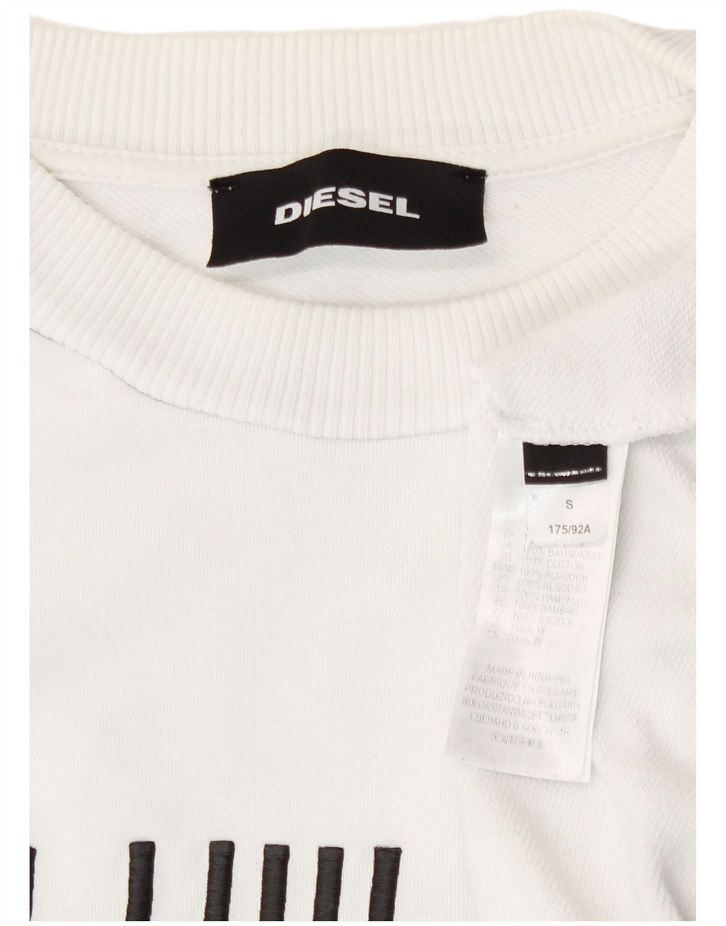 Diesel Mens Graphic Sweatshirt Jumper Small White Cotton Size US XL / EU 56 / 4 - 4 Thumbnail