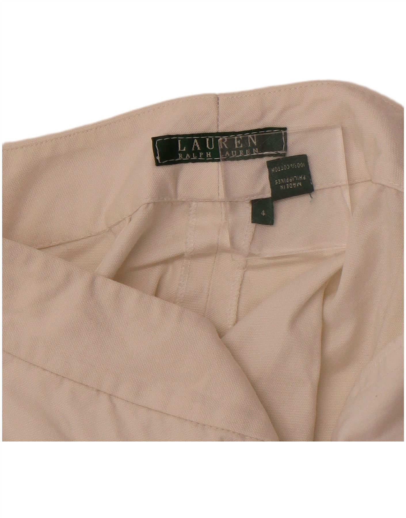 Ralph Lauren Womens High Waist Chino Shorts US 4 Small W28 Off White Size 25" / US 0 / IT 36 - 3 Thumbnail