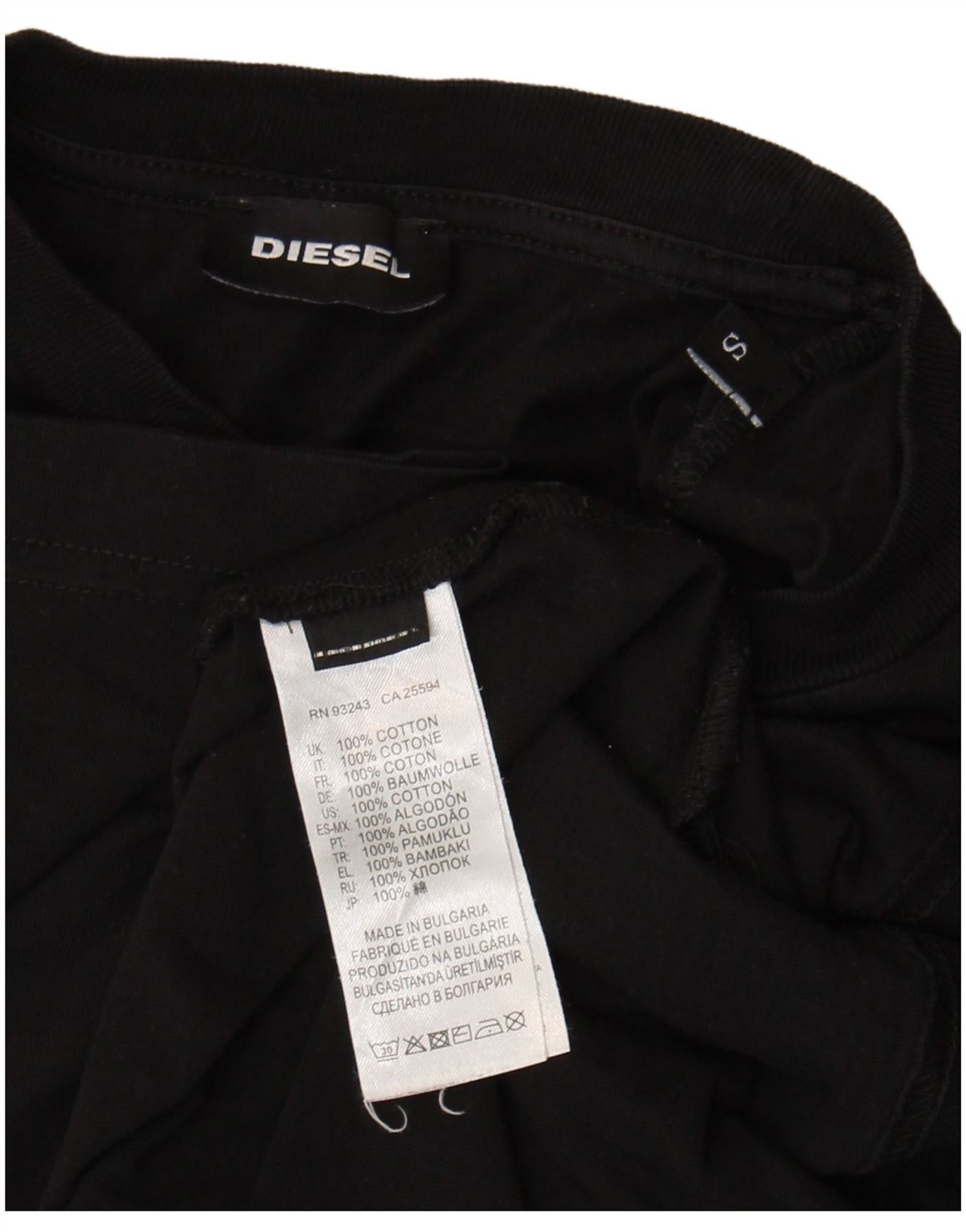 Diesel Mens Graphic T-Shirt Top Small Black Cotton Size US S / EU 44-46 / 1 - 3 Thumbnail