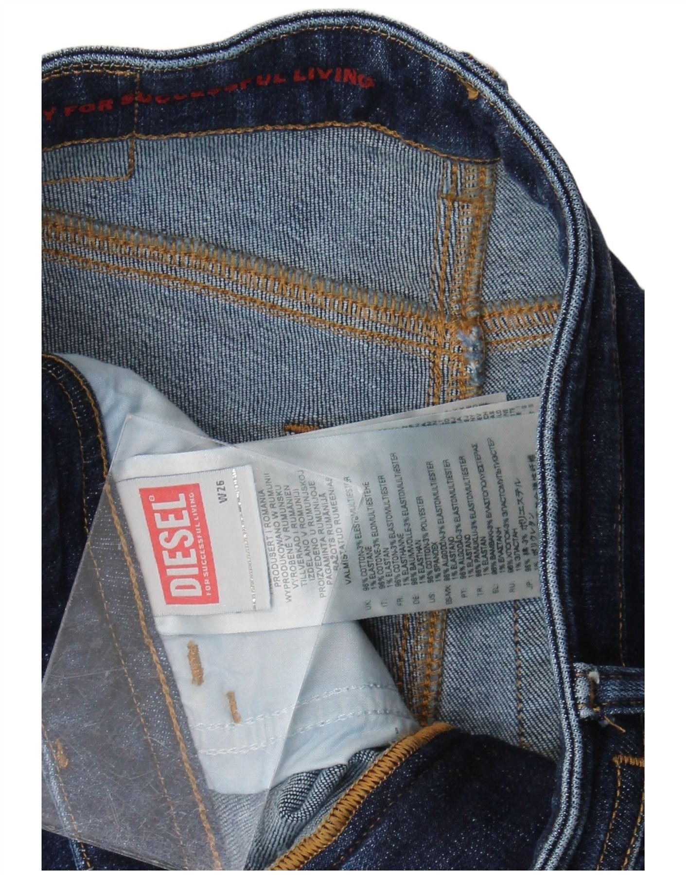 Diesel Womens Skinny Jeans W26 L26 Navy Blue Cotton Size 42" / US 20 - 3 Thumbnail