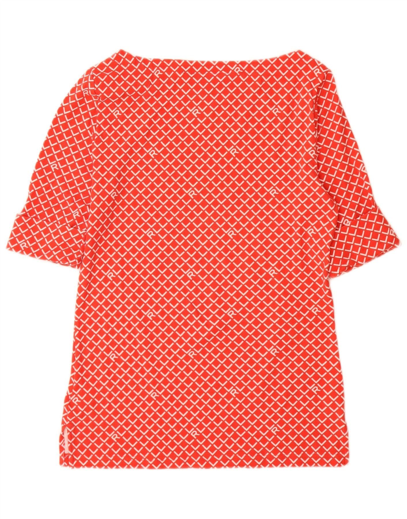 Ralph Lauren Womens Graphic T-Shirt Top UK 10 Small Red Geometric Cotton Size XXS / US 00 / IT 34 - 2 Thumbnail