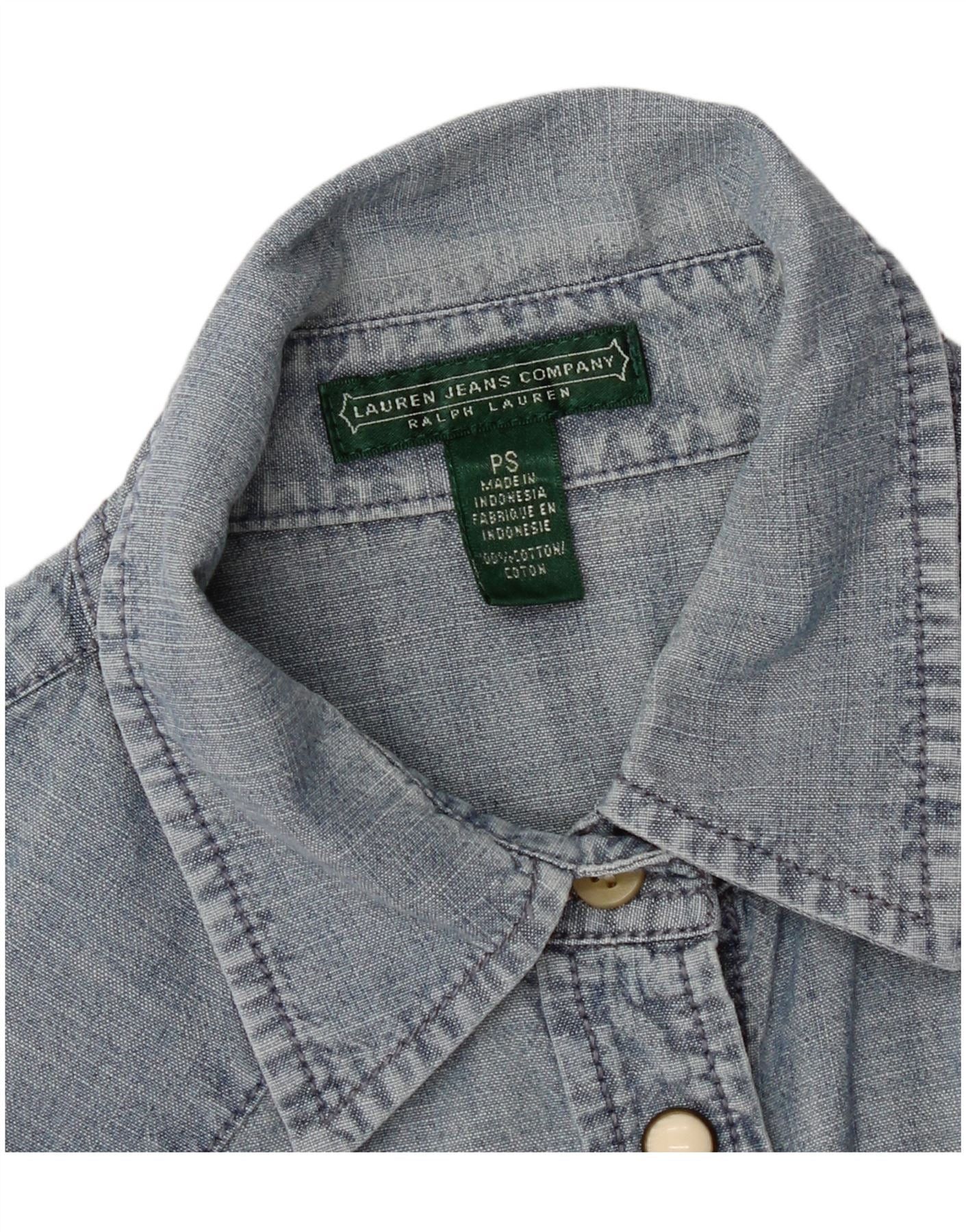 Ralph Lauren Womens Petite Denim Shirt UK 10 Small Blue Cotton Size XS / US 0-2 / IT 36-38 - 4 Thumbnail