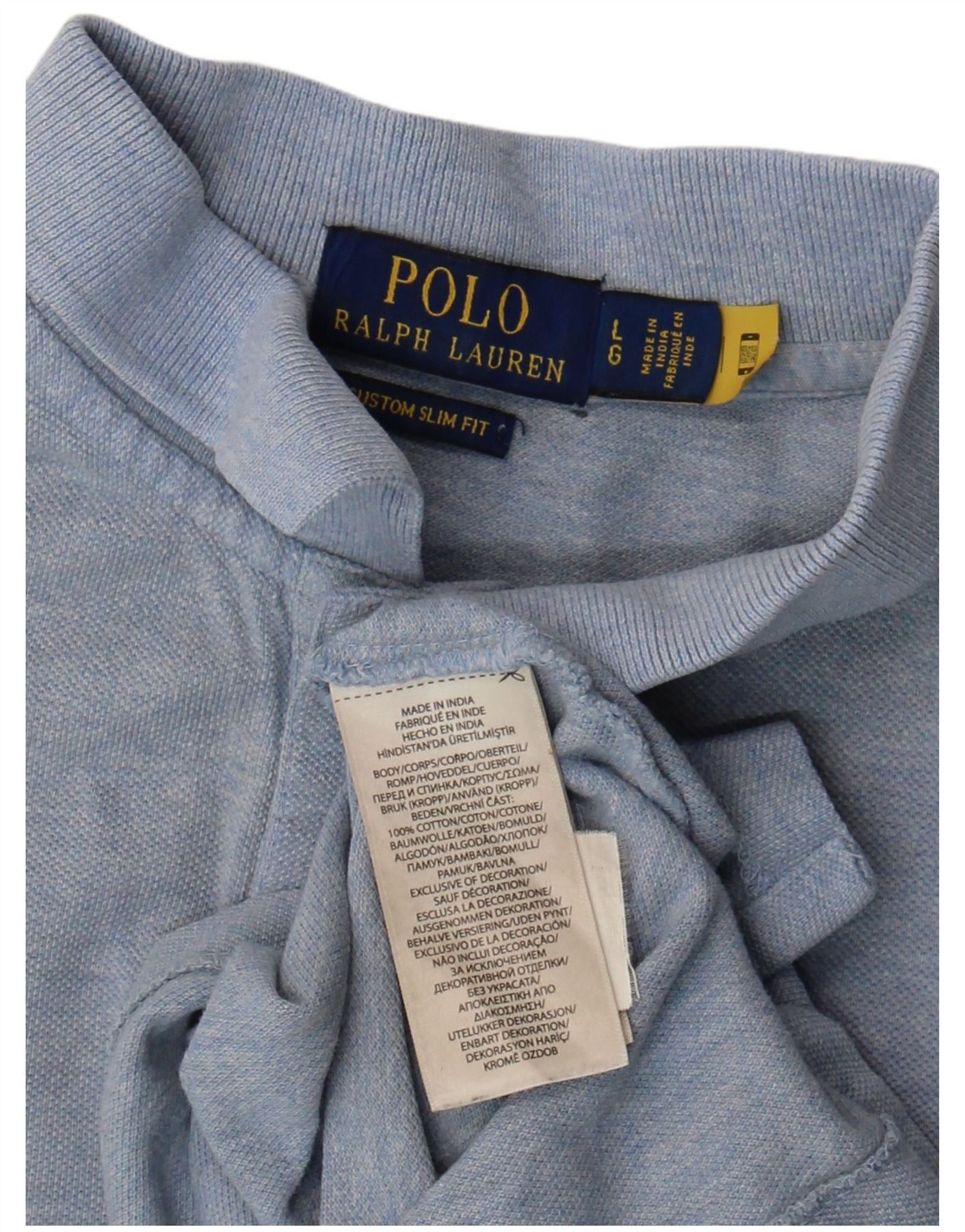 Polo Ralph Lauren Mens Custom Slim Fit Polo Shirt Large Blue Cotton Size US M / EU 48-50 / 2 - 3 Thumbnail