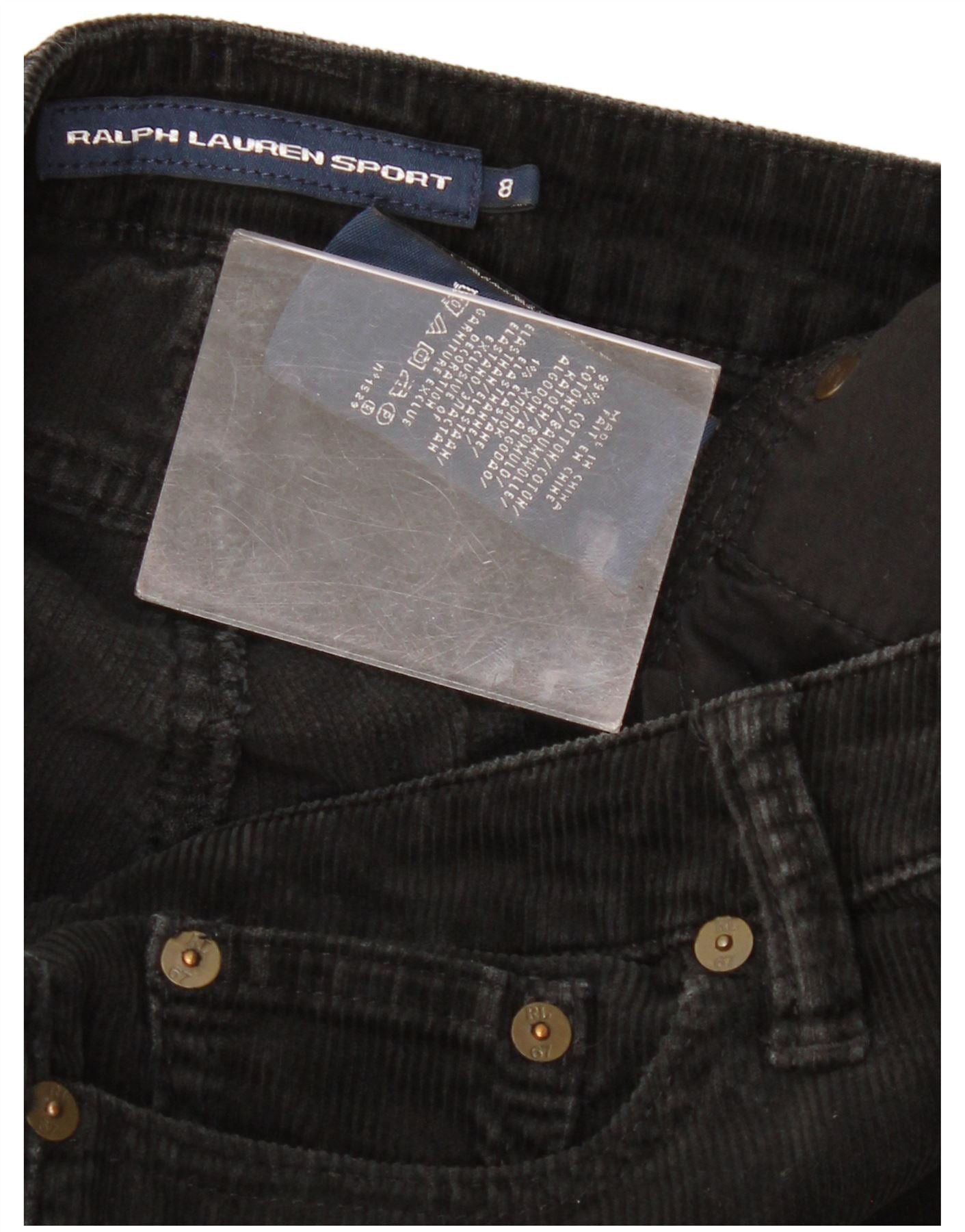 Ralph Lauren Womens Slim Corduroy Trousers US 8 Medium W32 L31 Black Cott Size 27" / US 4 / IT 40 - 3 Thumbnail