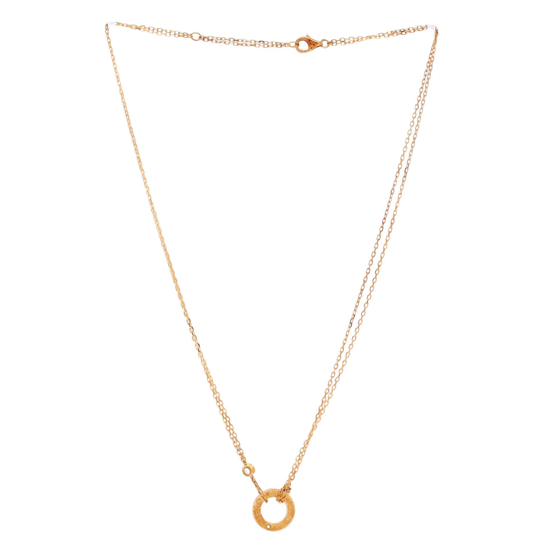 Cartier 2 Diamonds Love Pendant Necklace Size ONE SIZE - 3 Thumbnail