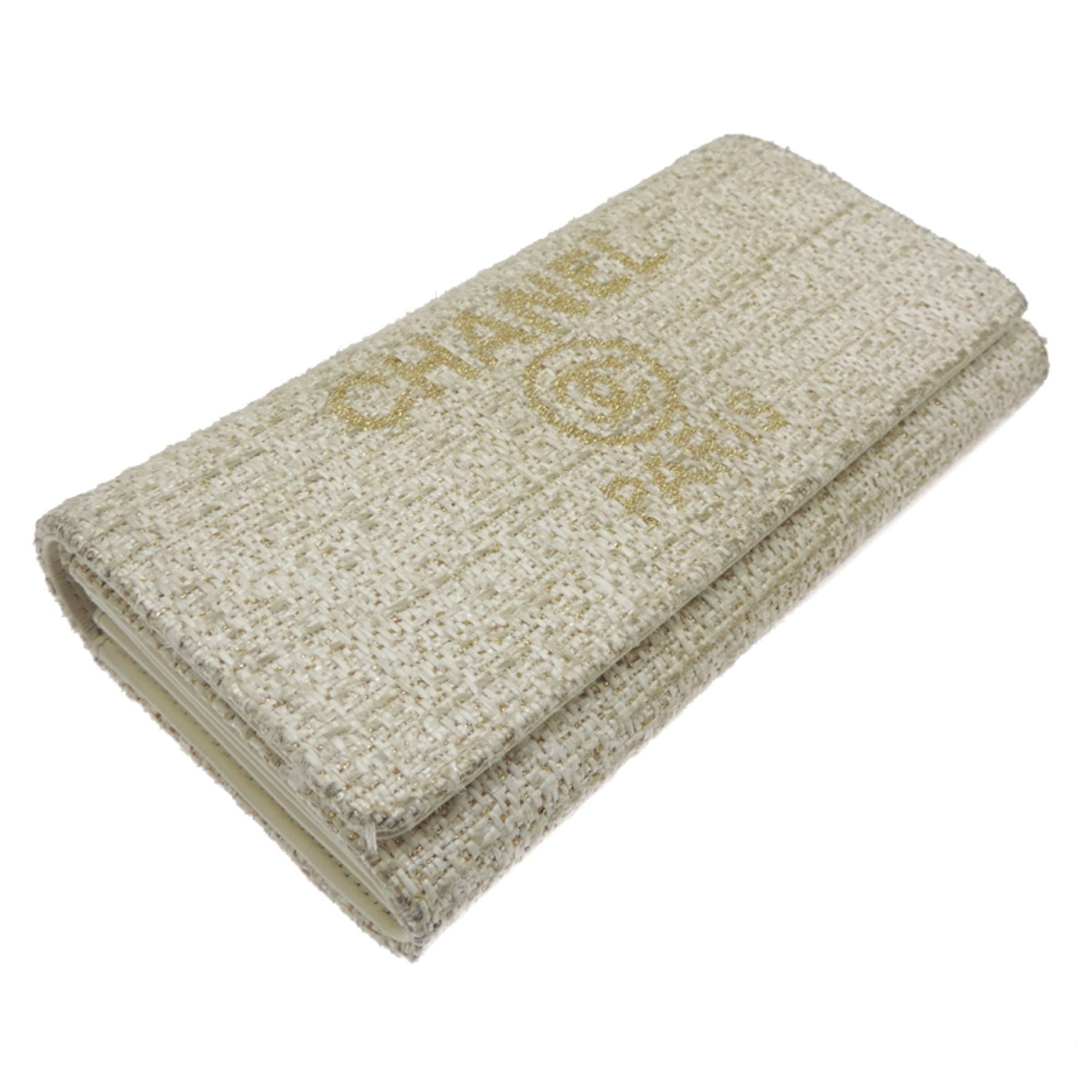 Chanel Chanel Deauville Round Zip Long Wallet for Men and Women, A80053, Tweed, Beige Size ONE SIZE - 3 Thumbnail