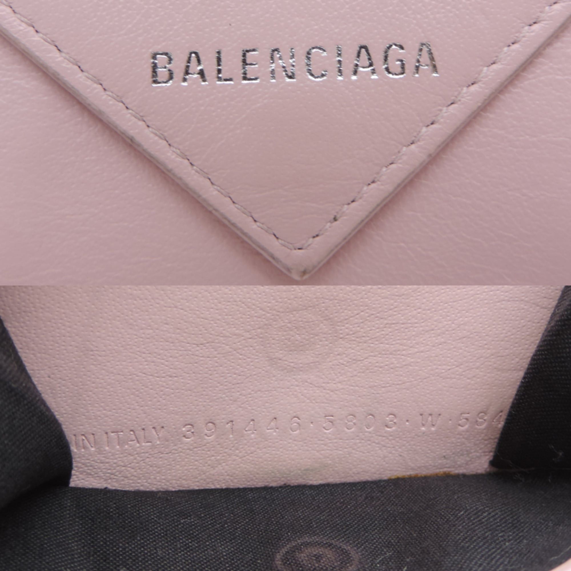Balenciaga Balenciaga Paper Mini Wallet, Women's Tri-fold 391446, Pink Leather Size ONE SIZE - 7 Thumbnail