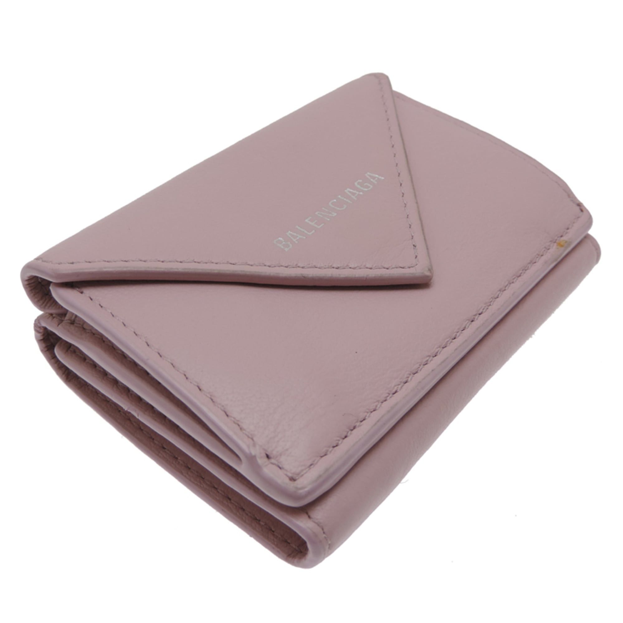 Balenciaga Balenciaga Paper Mini Wallet, Women's Tri-fold 391446, Pink Leather Size ONE SIZE - 3 Thumbnail
