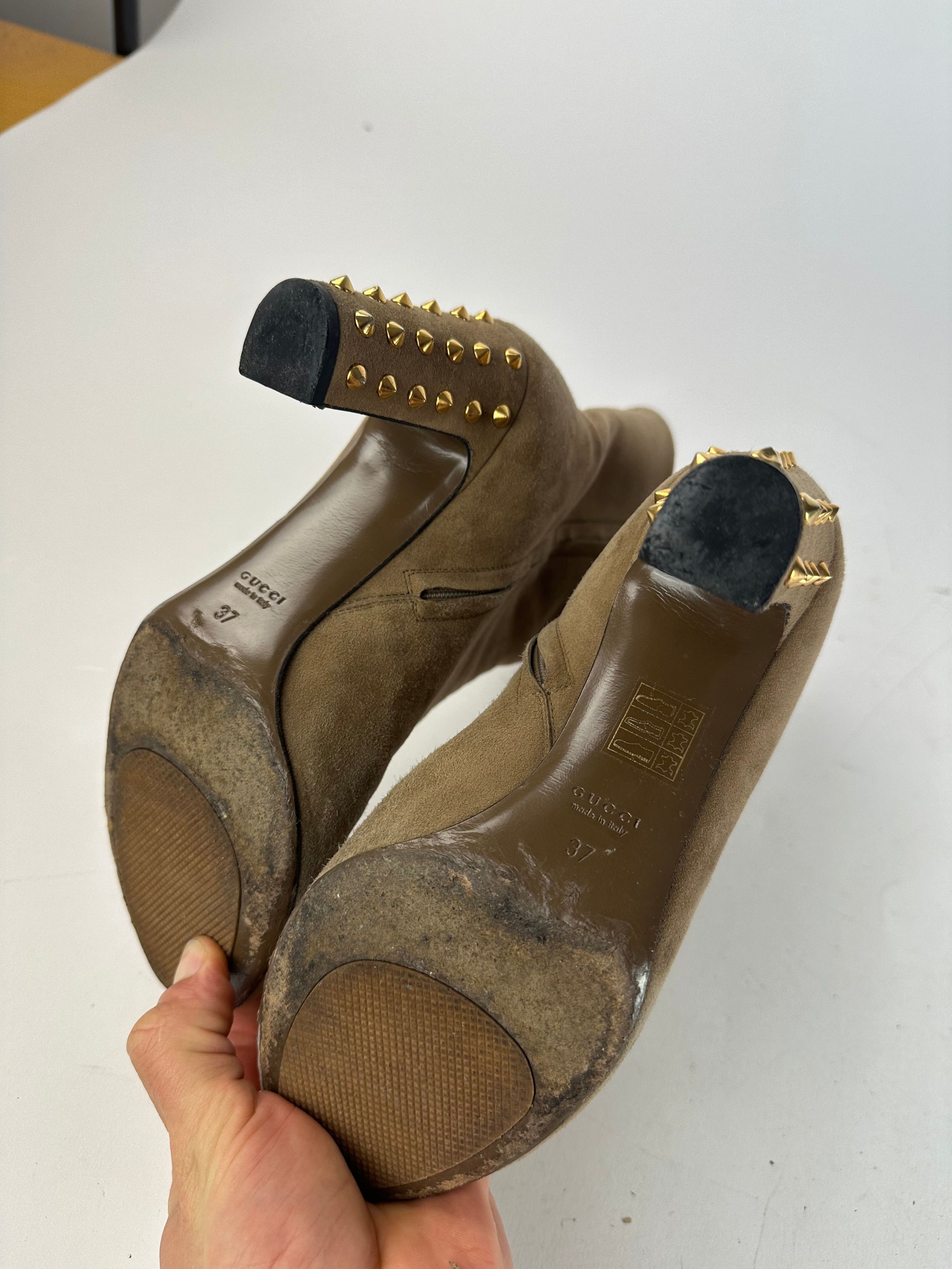 Gucci Vintage Studded Heeled Boots Brown 37 Size US 6 / IT 36 - 8 Thumbnail