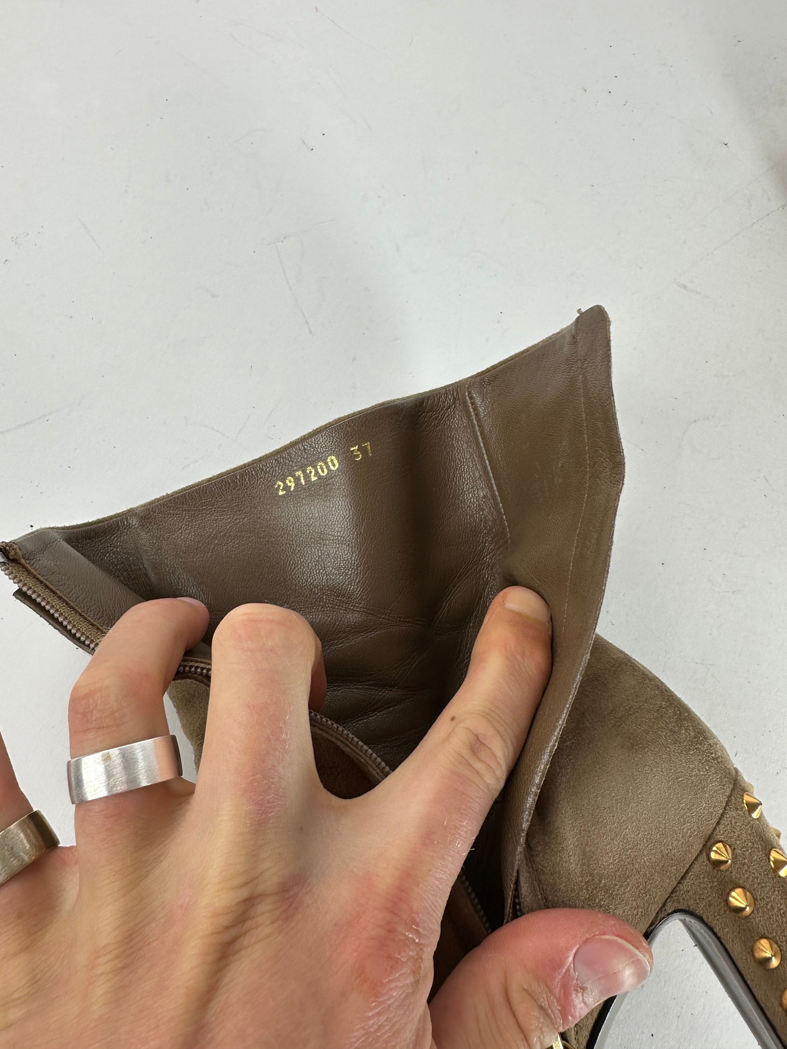 Gucci Vintage Studded Heeled Boots Brown 37 Size US 6 / IT 36 - 9 Thumbnail
