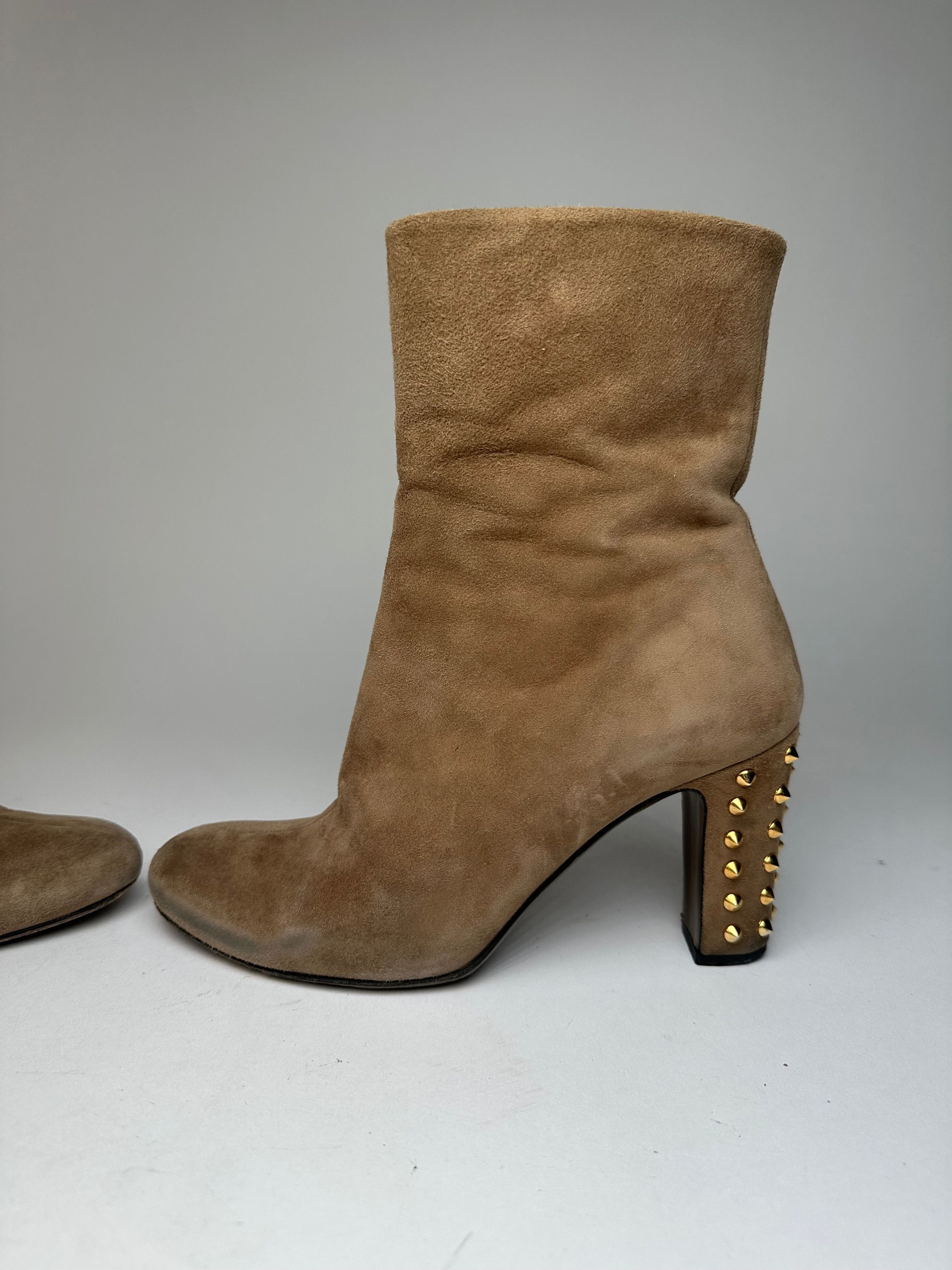 Gucci Vintage Studded Heeled Boots Brown 37 Size US 6 / IT 36 - 4 Thumbnail
