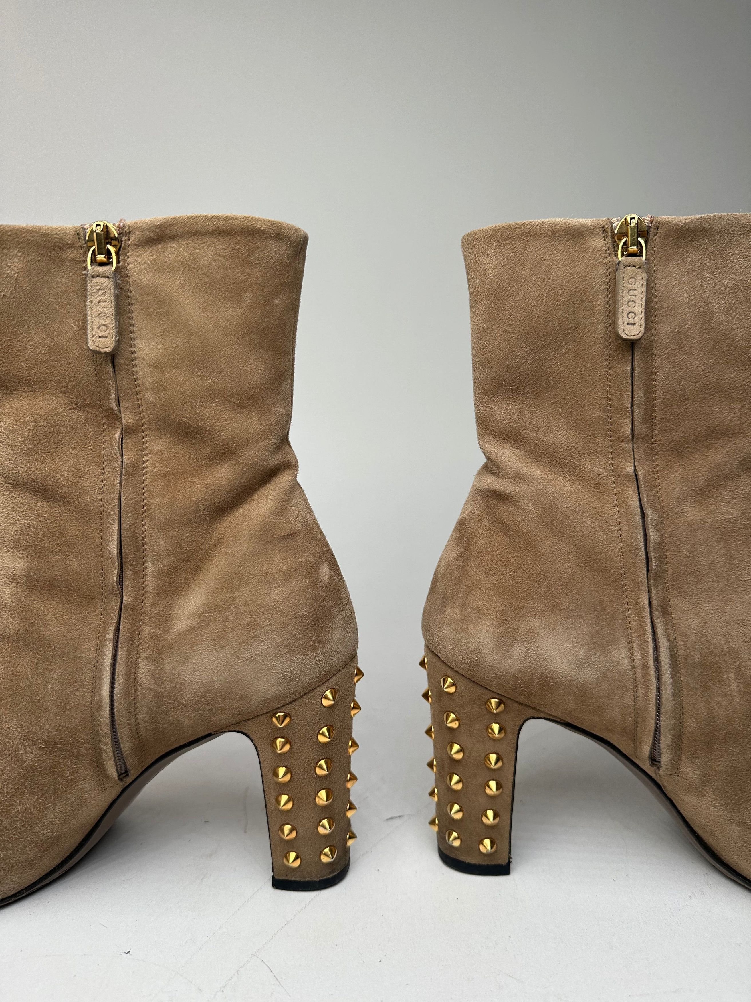 Gucci Vintage Studded Heeled Boots Brown 37 Size US 6 / IT 36 - 6 Thumbnail