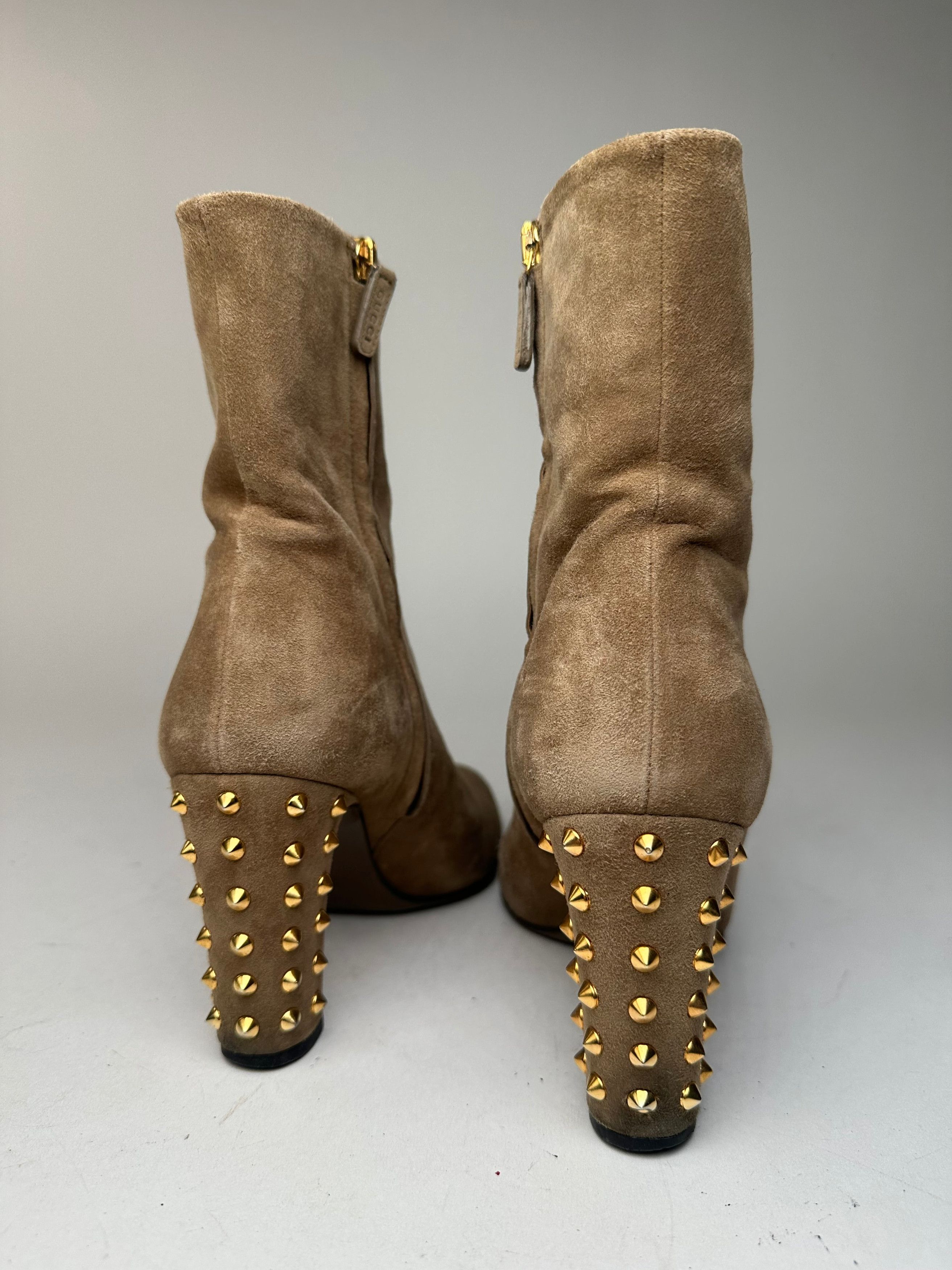 Gucci Vintage Studded Heeled Boots Brown 37 Size US 6 / IT 36 - 2 Thumbnail