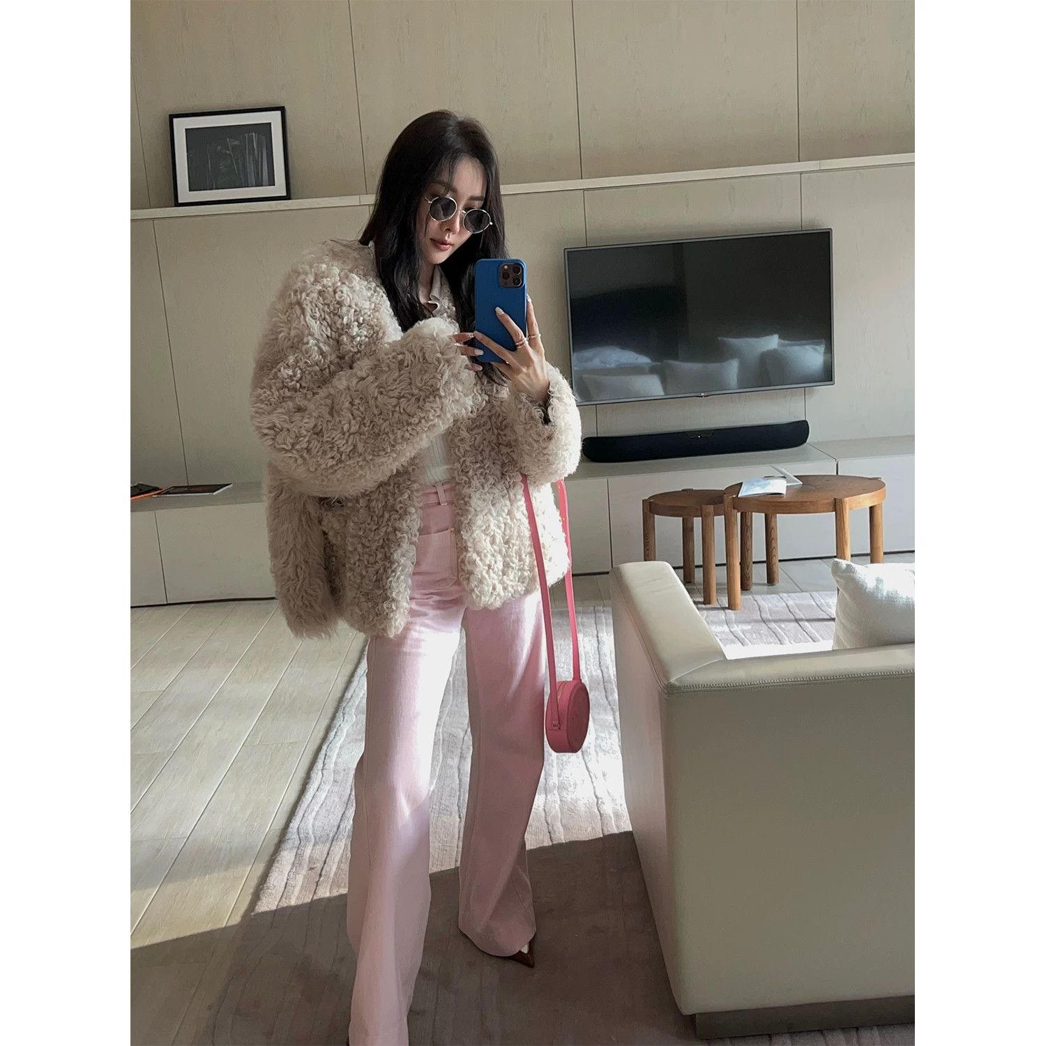 Japanese Brand Toscana Fur-Trimmed Pink Jacket Size S / US 4 / IT 40 - 2 Thumbnail