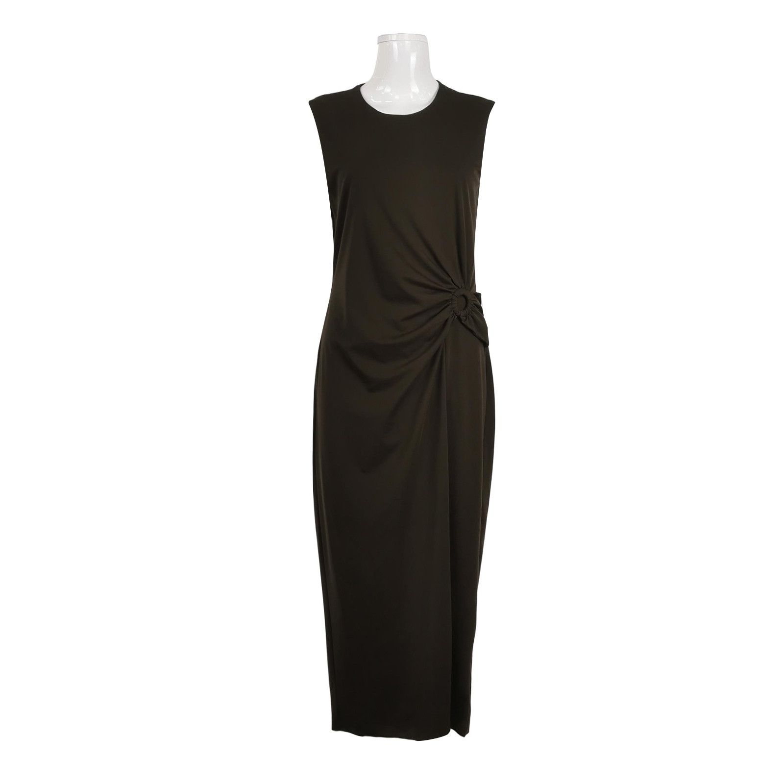 Japanese Brand Sleeveless Brown Midi Dress with Side Knot Size M / US 6-8 / IT 42-44 - 2 Thumbnail