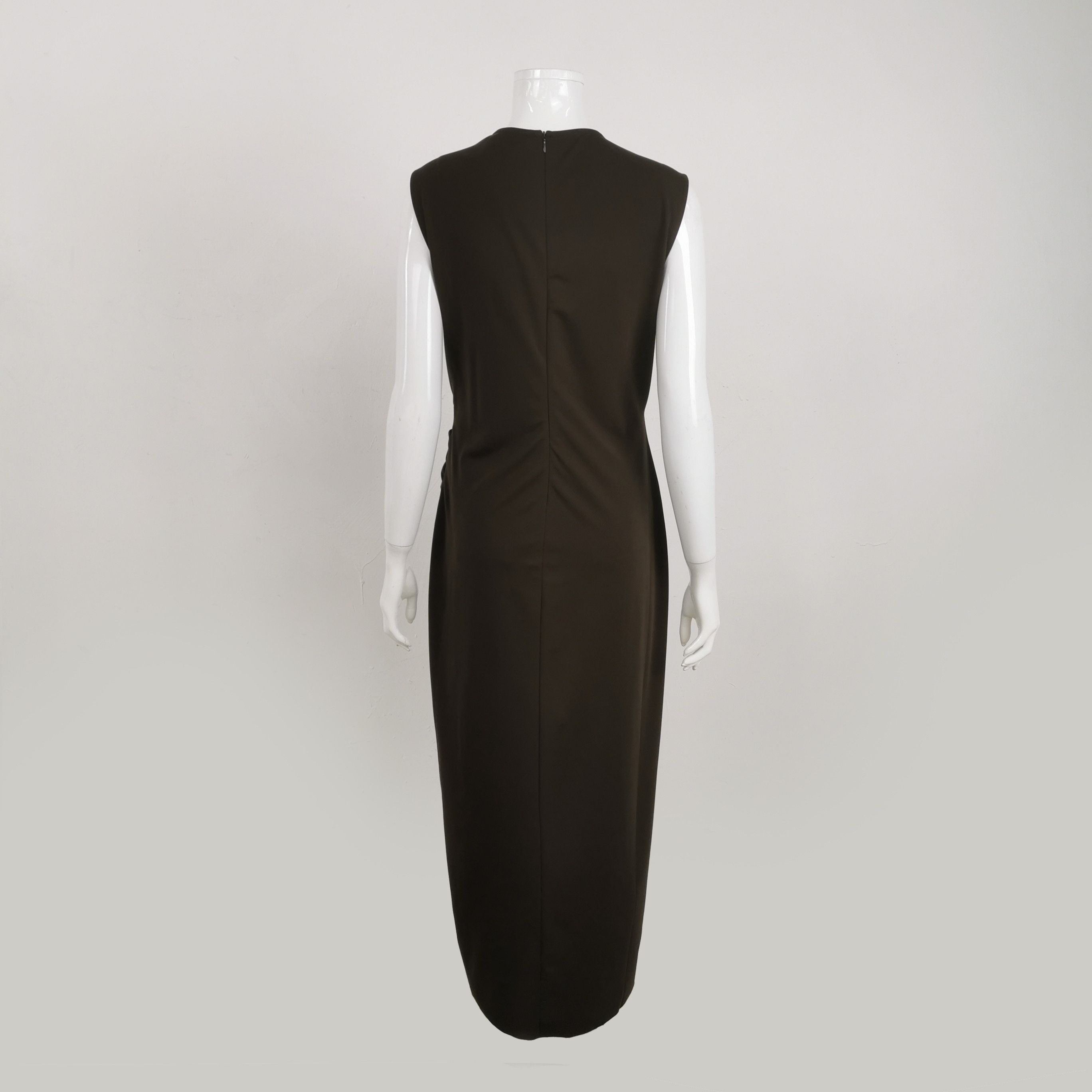 Japanese Brand Sleeveless Brown Midi Dress with Side Knot Size M / US 6-8 / IT 42-44 - 3 Thumbnail