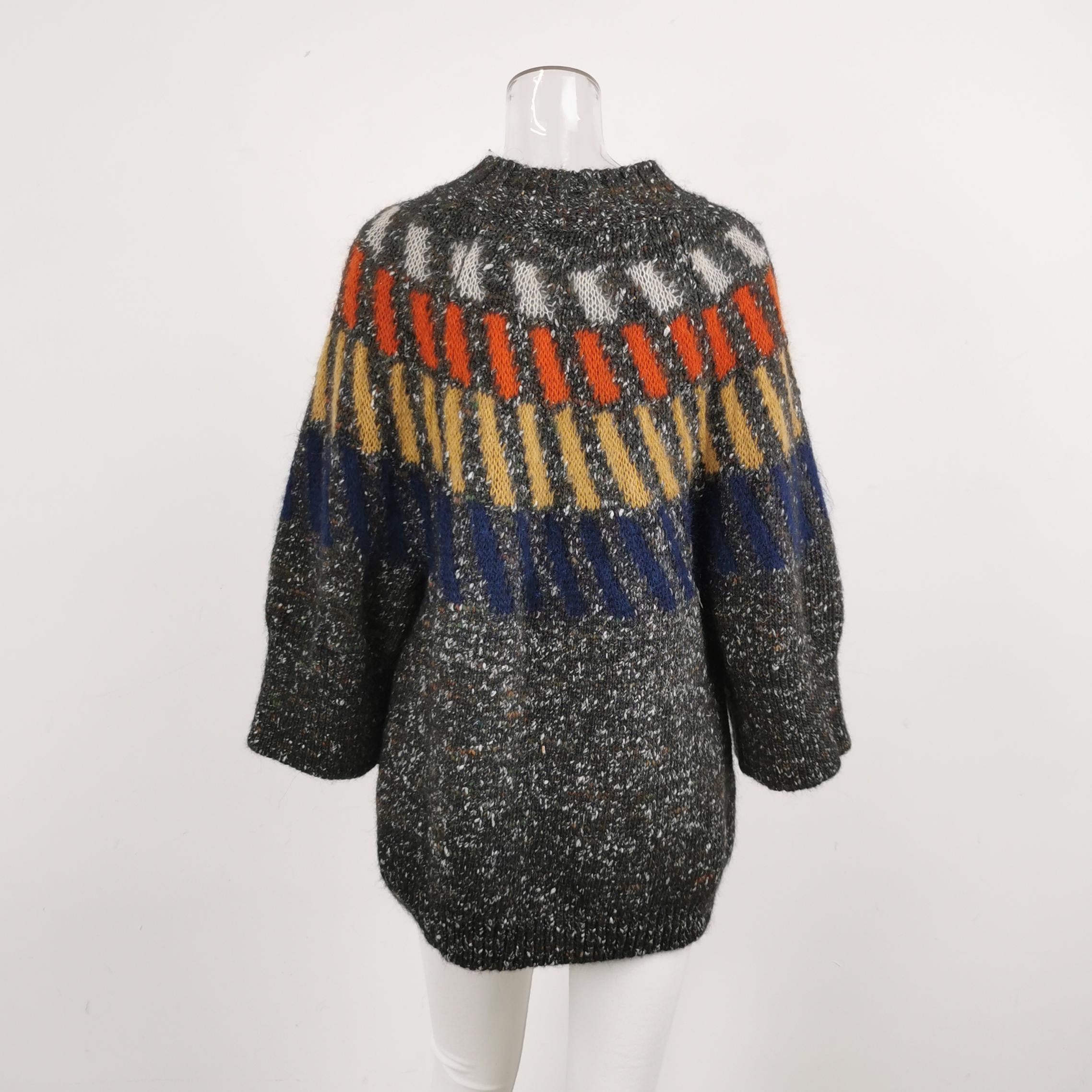 Japanese Brand Gray Multicolor Patterned Crew Neck Sweater Size M / US 6-8 / IT 42-44 - 3 Thumbnail