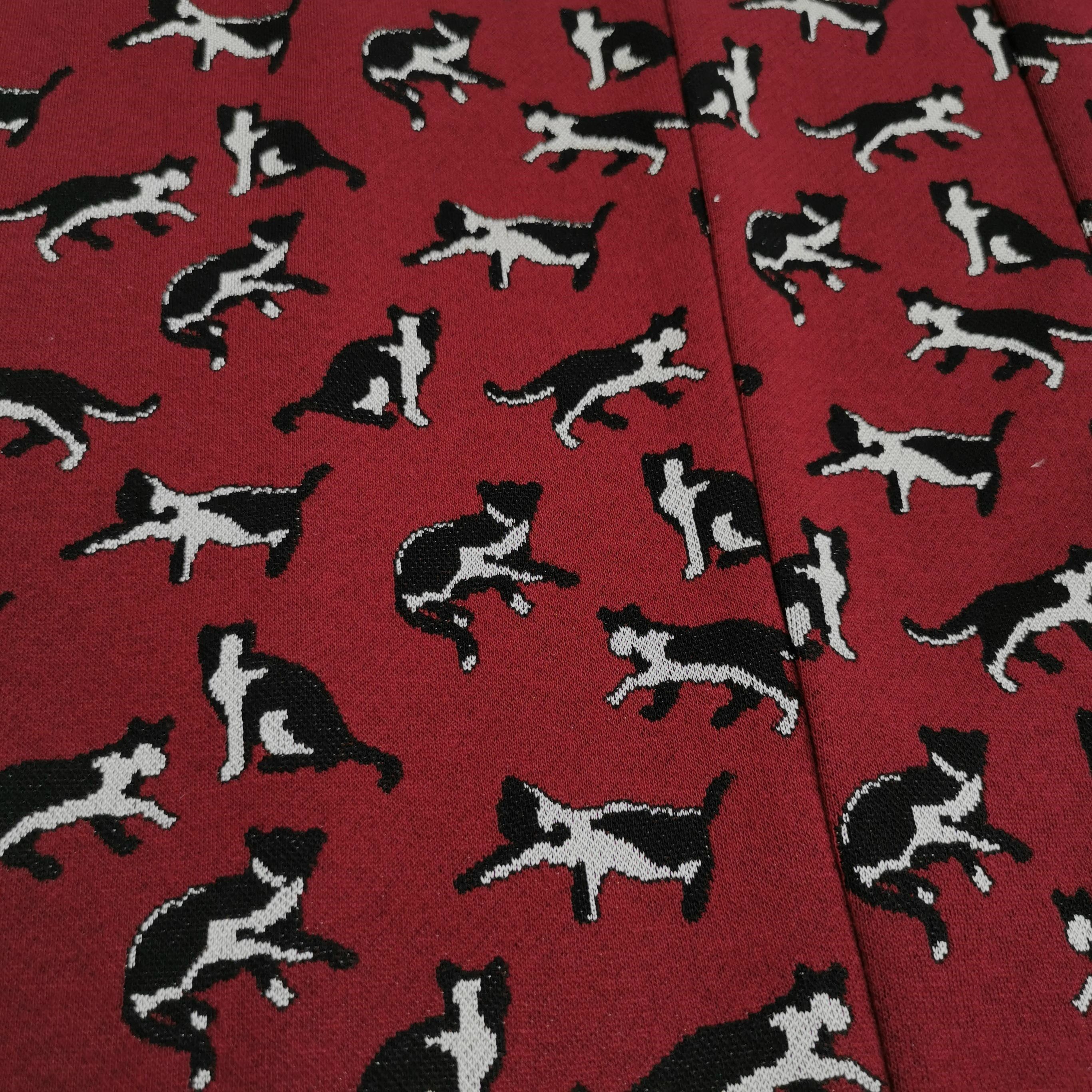 Japanese Brand Red Cat Print Wool Blend Knee-Length Skirt Size 26" / US 2 / IT 38 - 6 Thumbnail