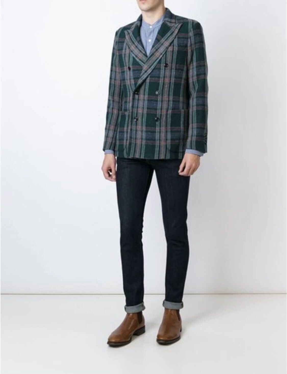 Japanese Brand Yuppie Plaid Double-Breasted Blazer Size US M / EU 48-50 / 2 - 9 Thumbnail