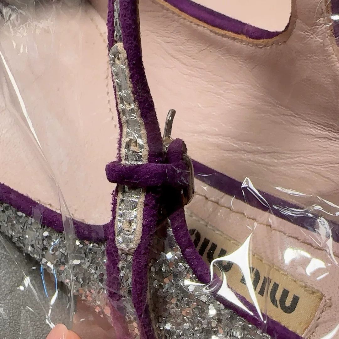 Japanese Brand Miu Miu Vintage Glitter Mary Jane Heels Size US 5 / IT 35 - 3 Thumbnail