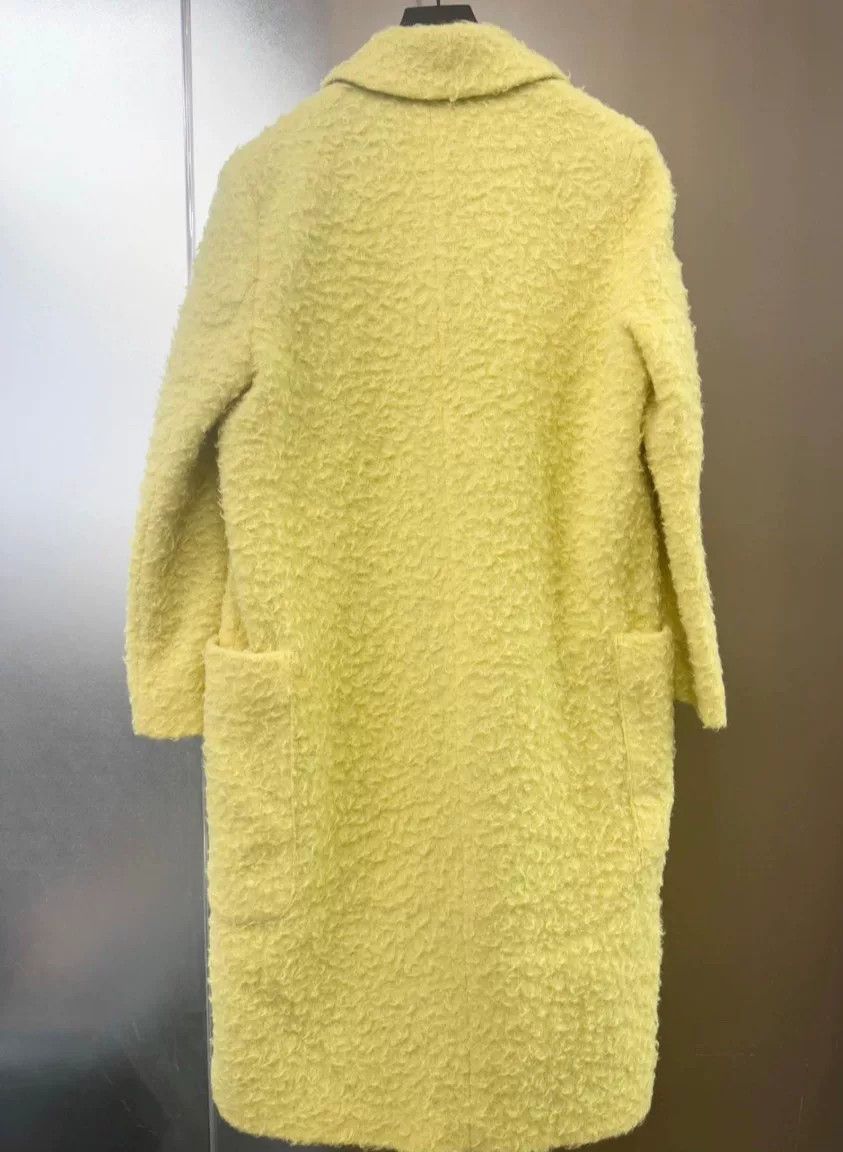 Japanese Brand Erika Cavallini Yellow Wool Coat Size S / US 4 / IT 40 - 2 Thumbnail