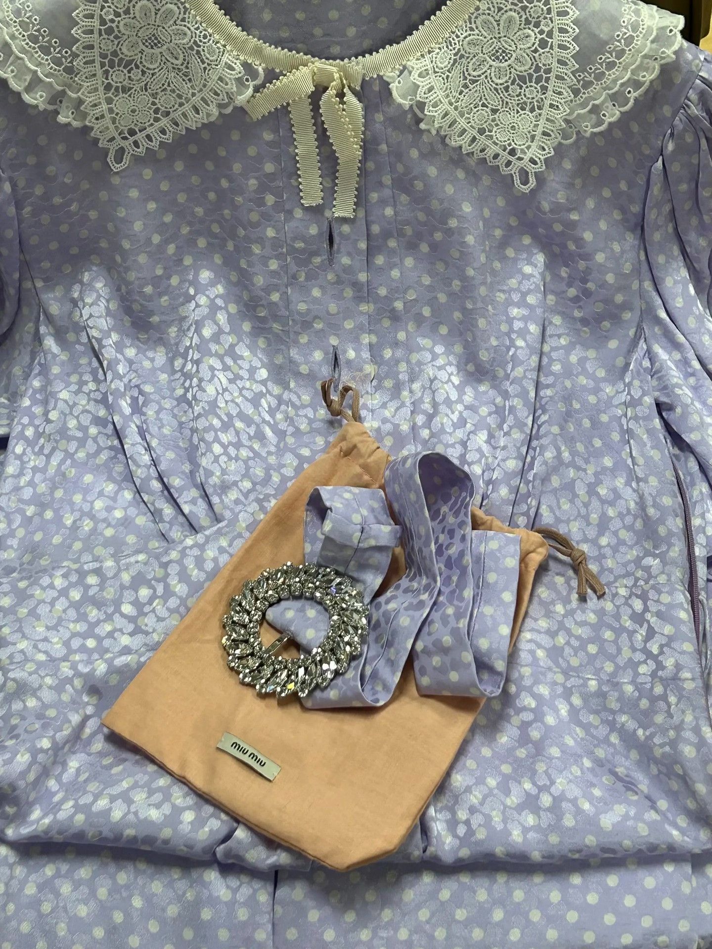 Miu Miu MiuMiu Purple Polka Dot Silk Dress Size S / US 4 / IT 40 - 5 Thumbnail