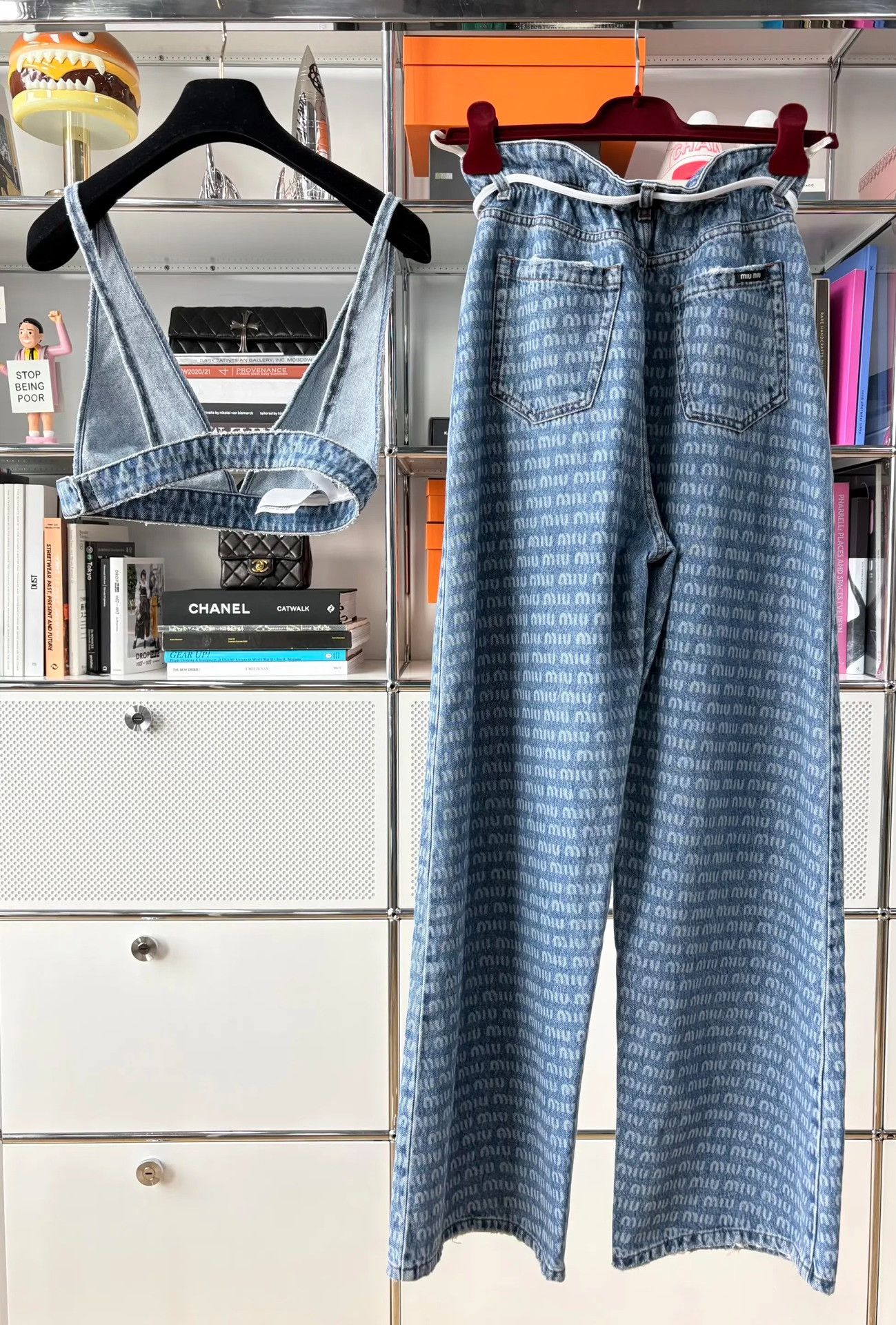 Miu Miu Miumiu Blue Denim Logo Print Vest & Pants Set Size XS / US 0-2 / IT 36-38 - 5 Thumbnail