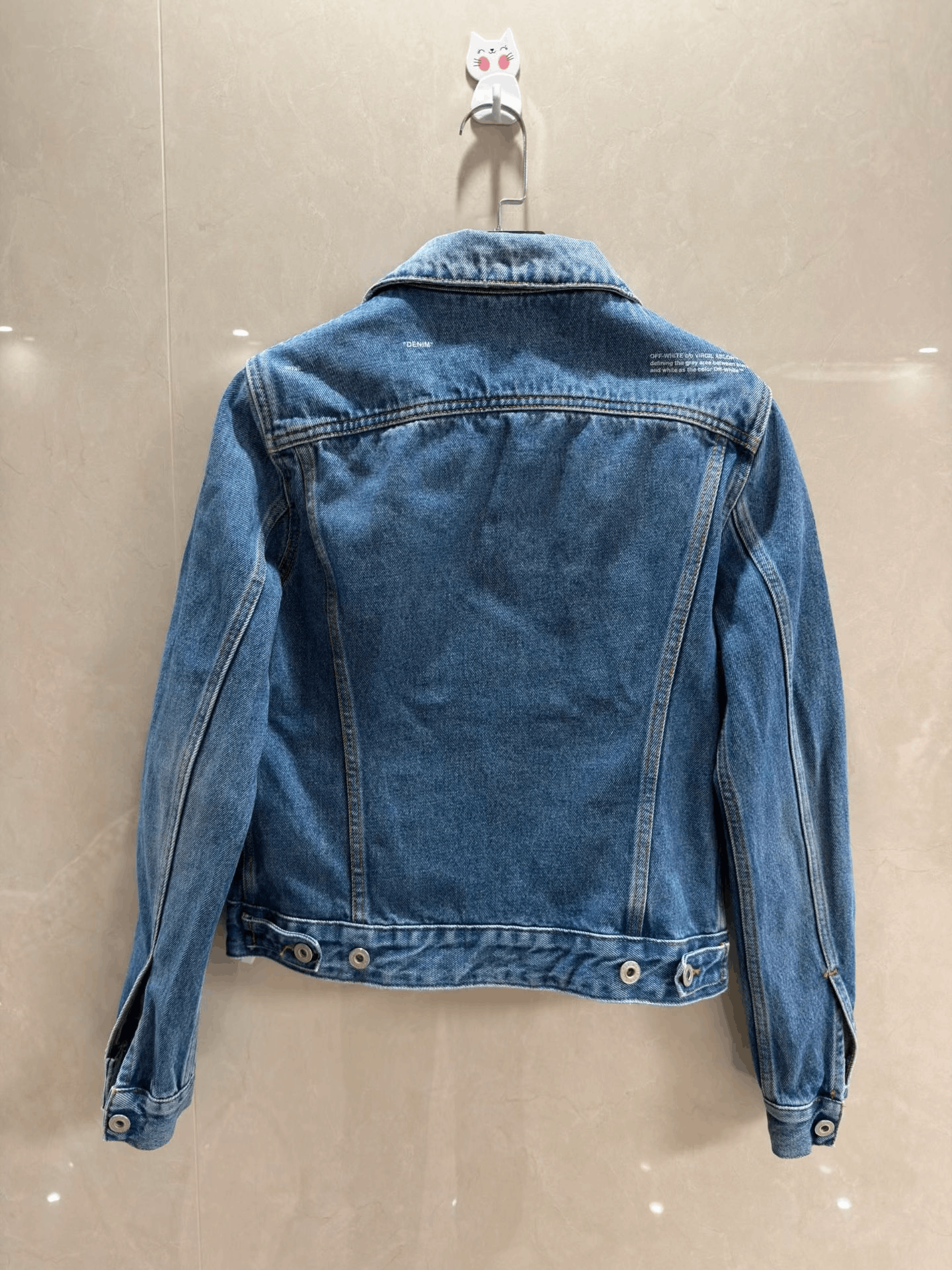 Japanese Brand Off-White Arrow Logo Blue Denim Jacket Size XS / US 0-2 / IT 36-38 - 6 Thumbnail