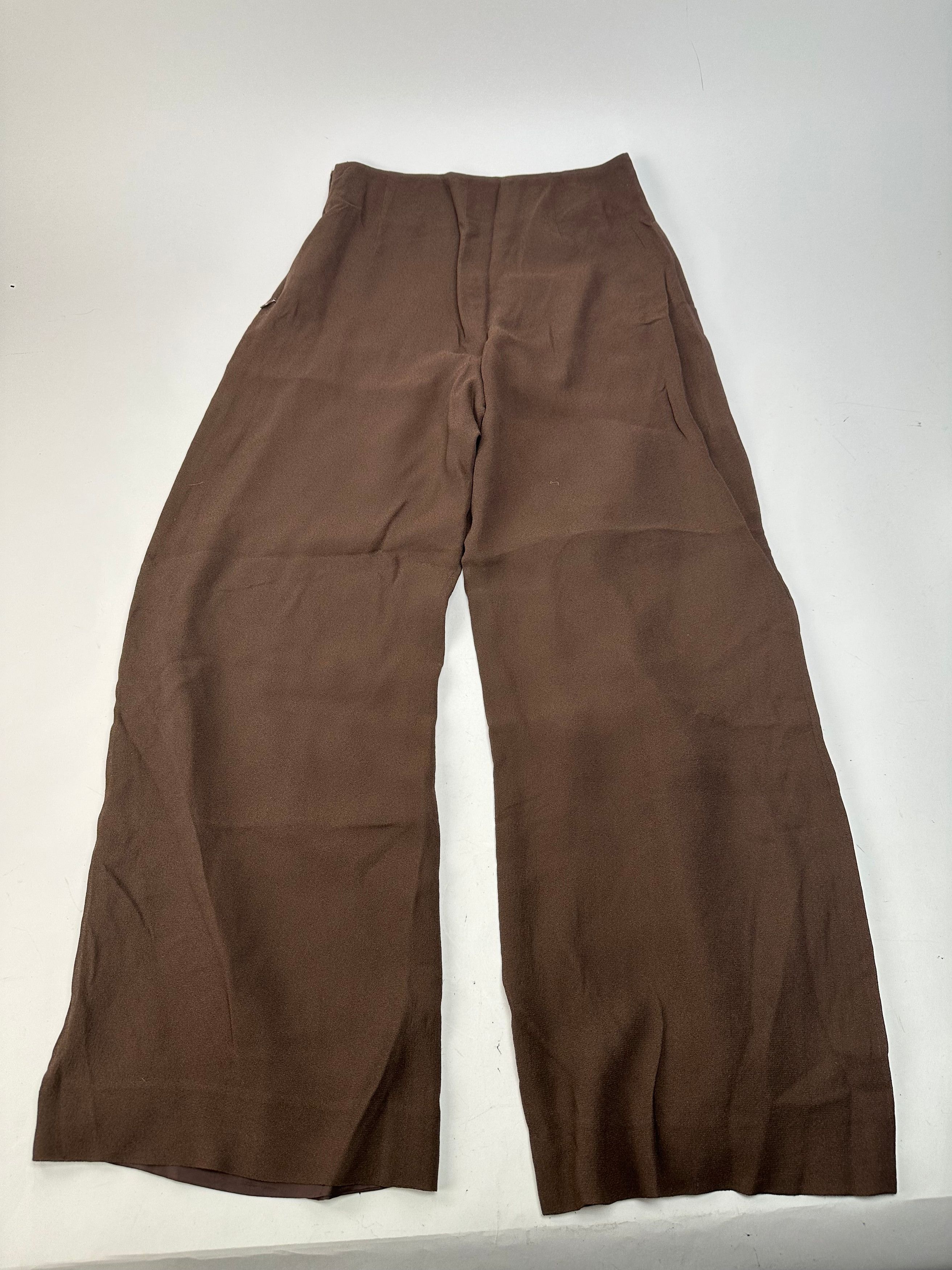 Givenchy Vintage Thin Layered Wide Leg Wool Pants Brown S Size 27" / US 4 / IT 40 - 10 Thumbnail