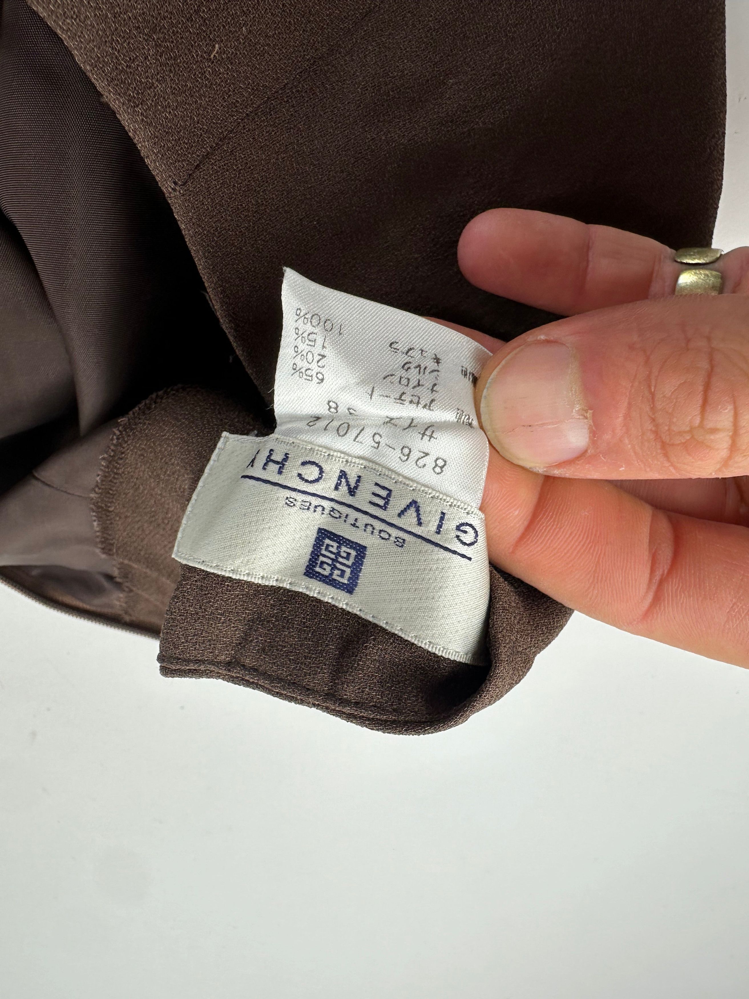 Givenchy Vintage Thin Layered Wide Leg Wool Pants Brown S Size 27" / US 4 / IT 40 - 9 Thumbnail