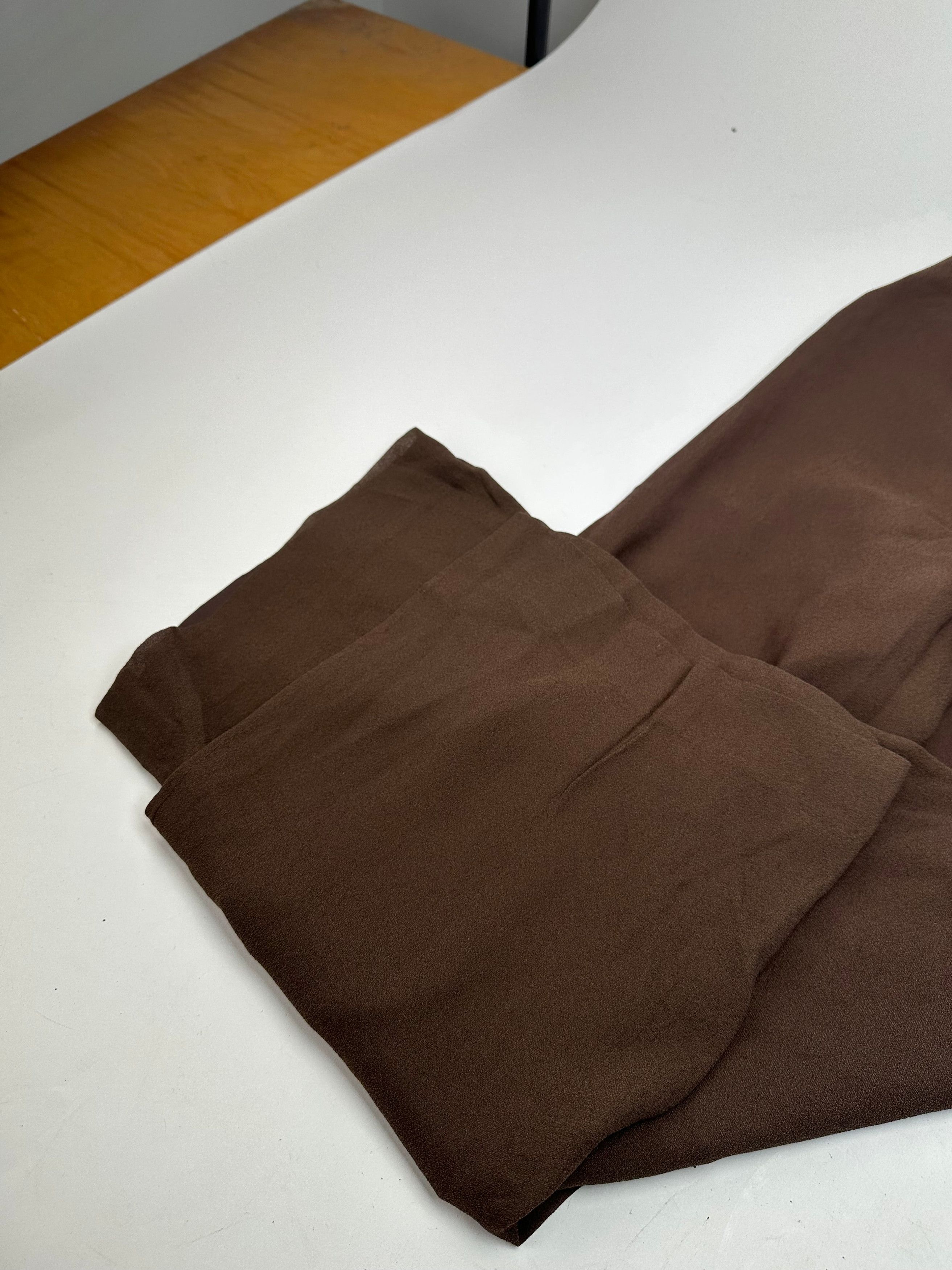 Givenchy Vintage Thin Layered Wide Leg Wool Pants Brown S Size 27" / US 4 / IT 40 - 4 Thumbnail