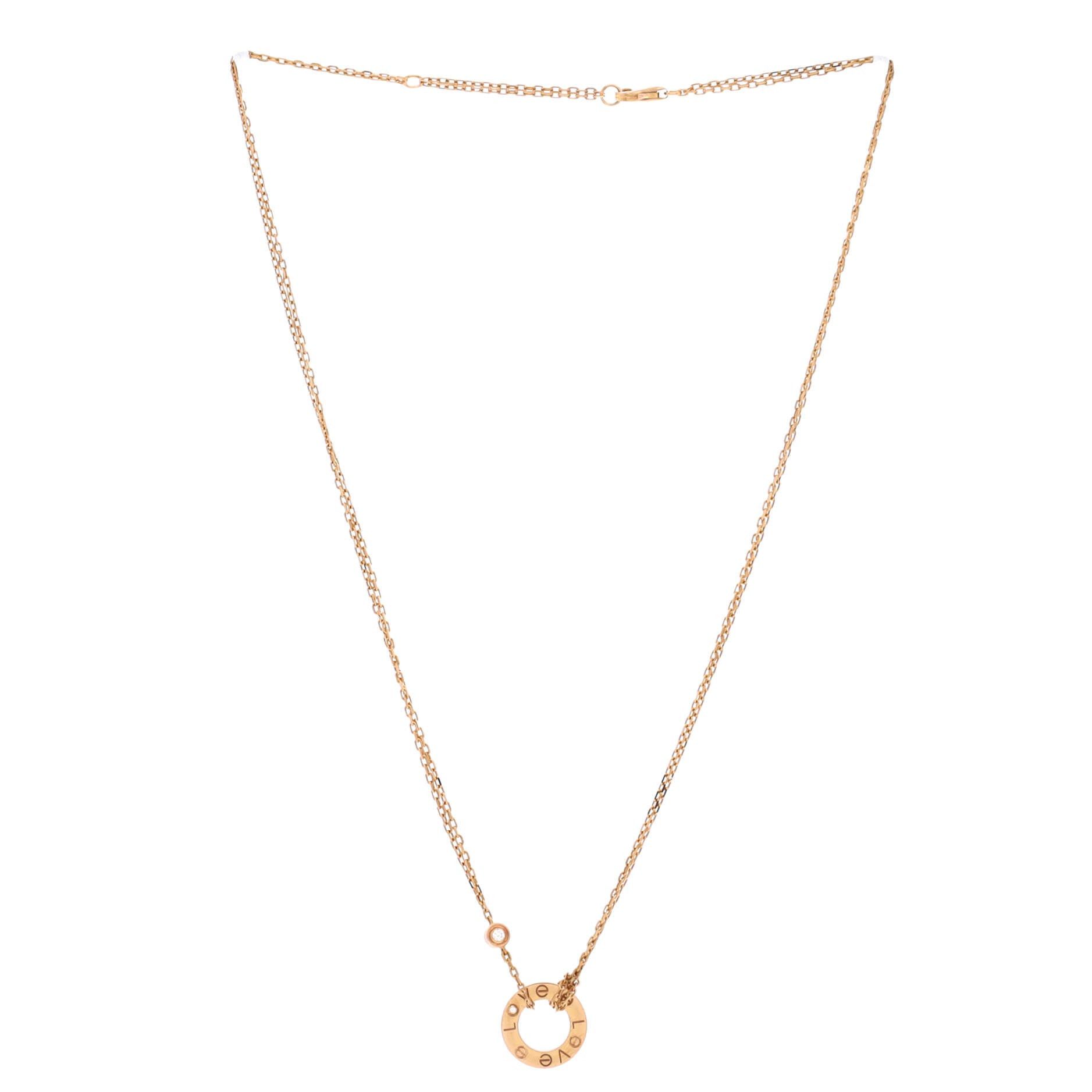 Cartier 2 Diamonds Love Pendant Necklace Size ONE SIZE - 2 Thumbnail