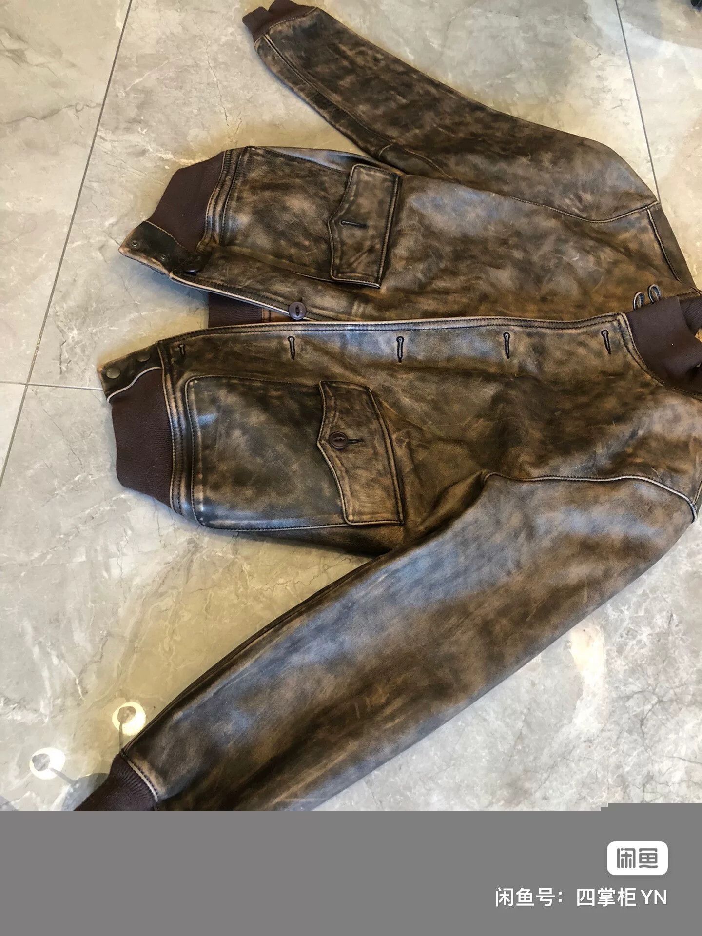 Japanese Brand AVIREXFLY Distressed Tea-Core Leather Jacket Size US M / EU 48-50 / 2 - 5 Thumbnail