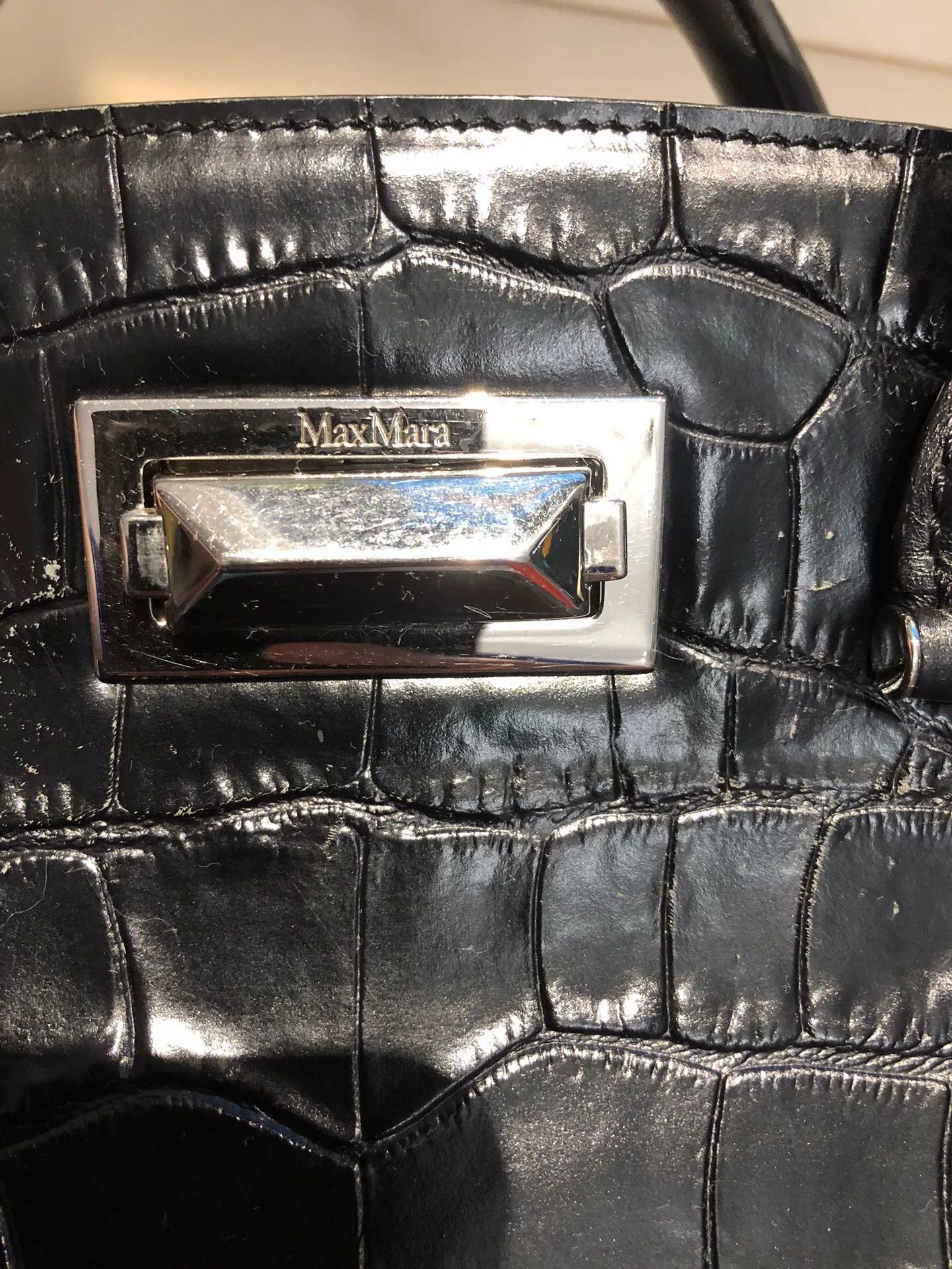 Max Mara Maxmara Crocodile Cow Leather Large Tote Size ONE SIZE - 3 Thumbnail