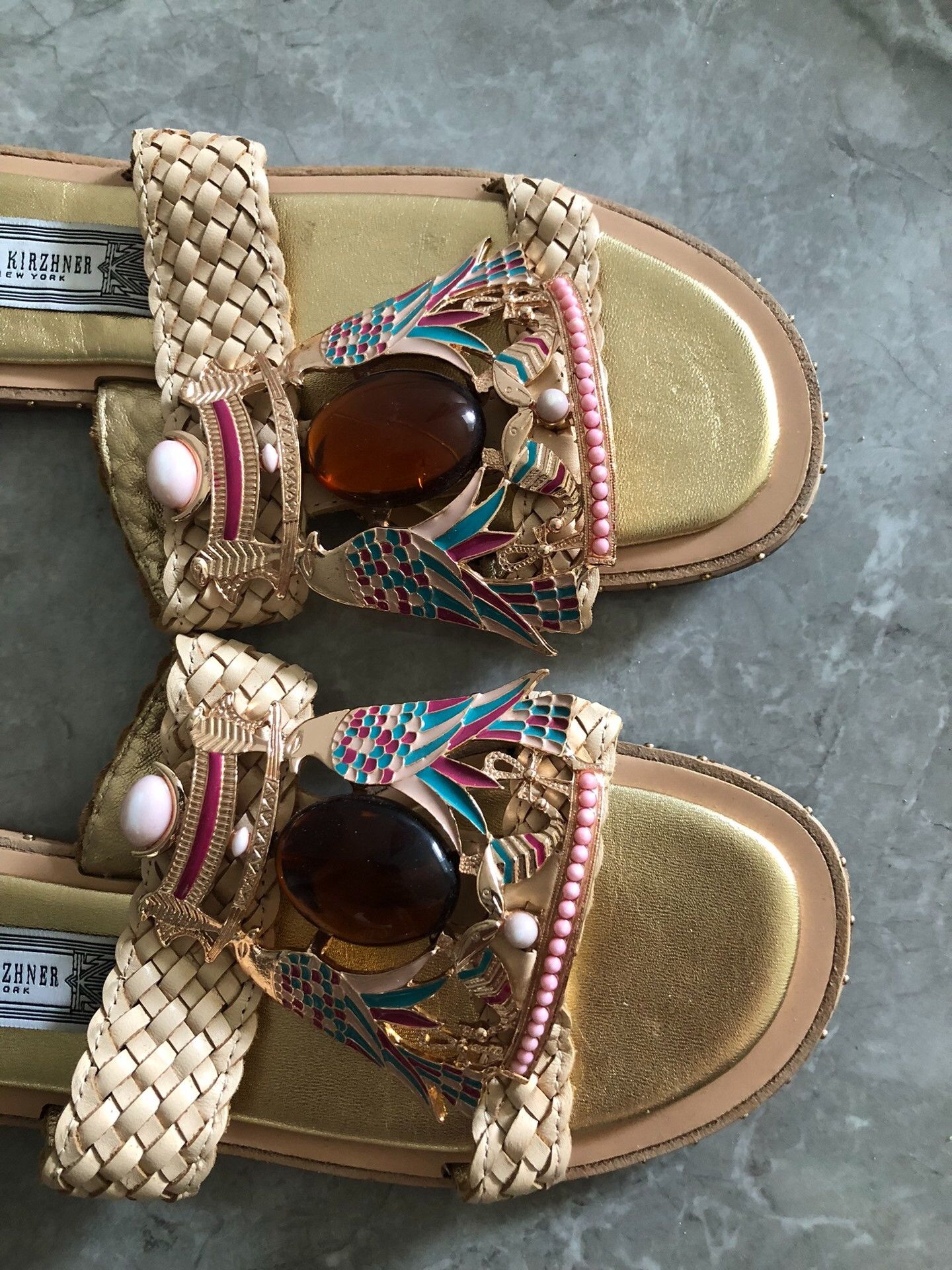 Japanese Brand Ivy Kirzhner Leather Gem-Embellished Slippers Size US 5 / IT 35 - 3 Thumbnail