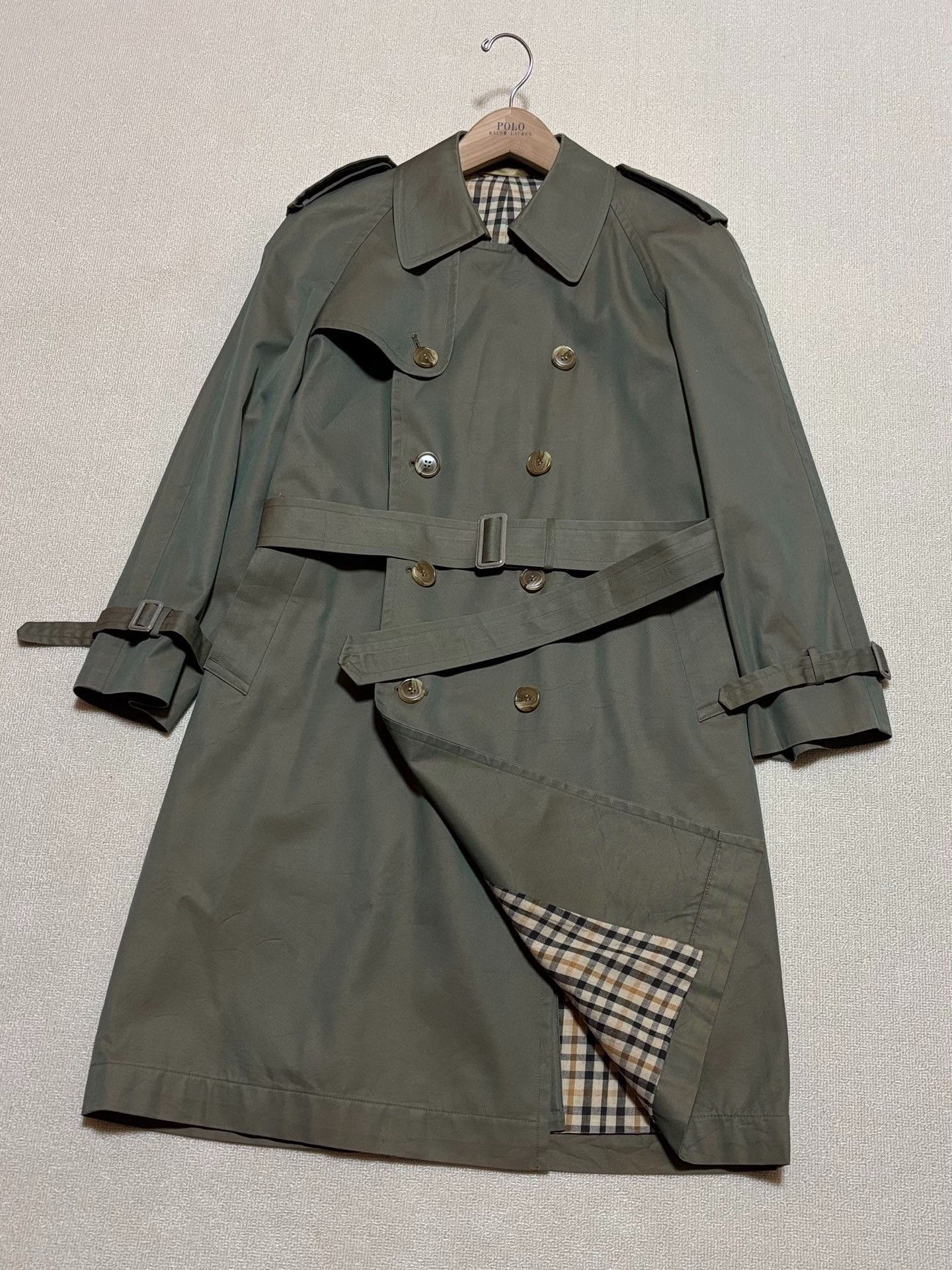 Japanese Brand Vintage Men's Dark Green Double-Breasted Trench Coat Size US M / EU 48-50 / 2 - 2 Thumbnail