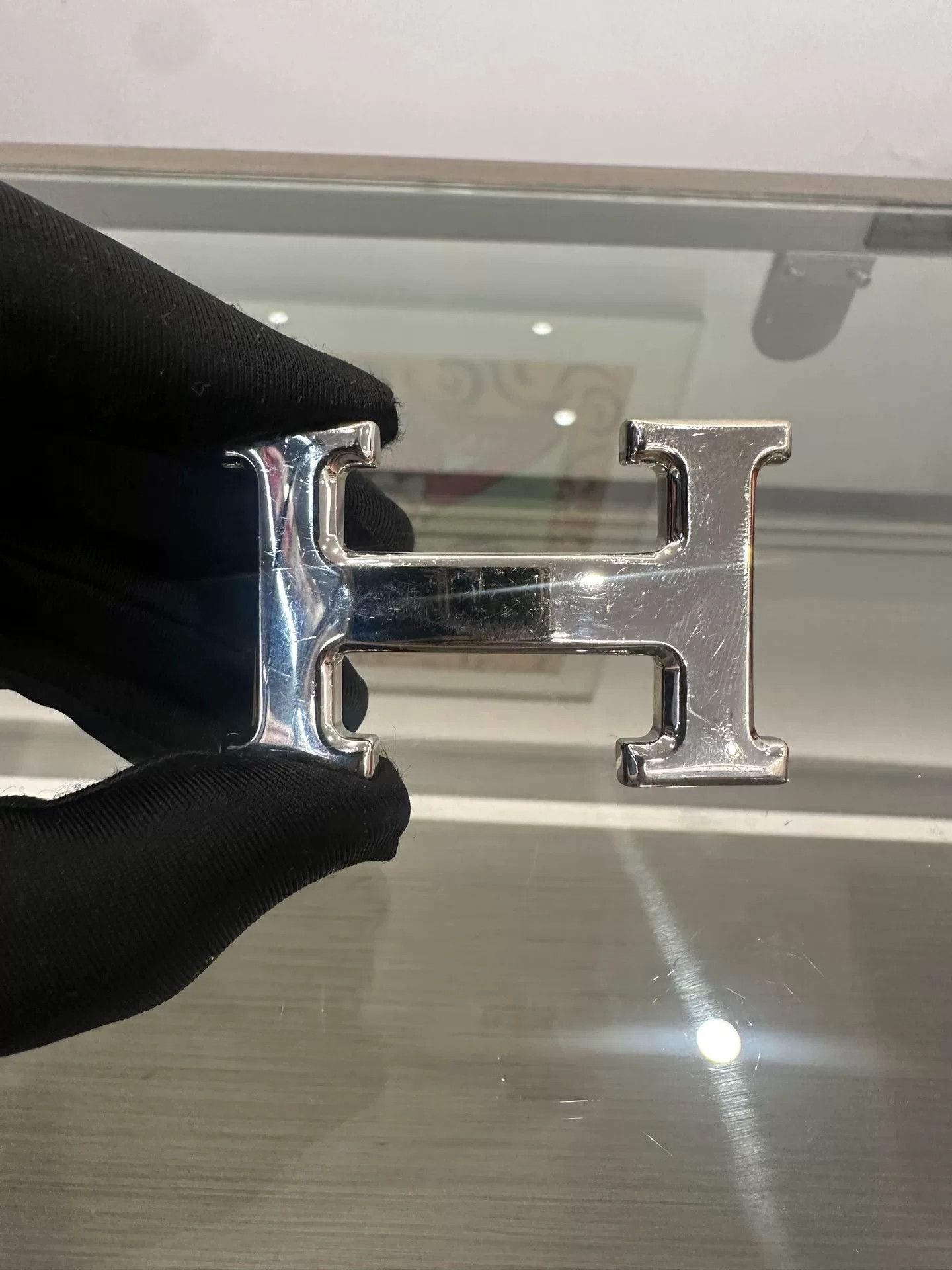 Japanese Brand Hermes Silver H-Buckle Belt Size ONE SIZE - 3 Thumbnail