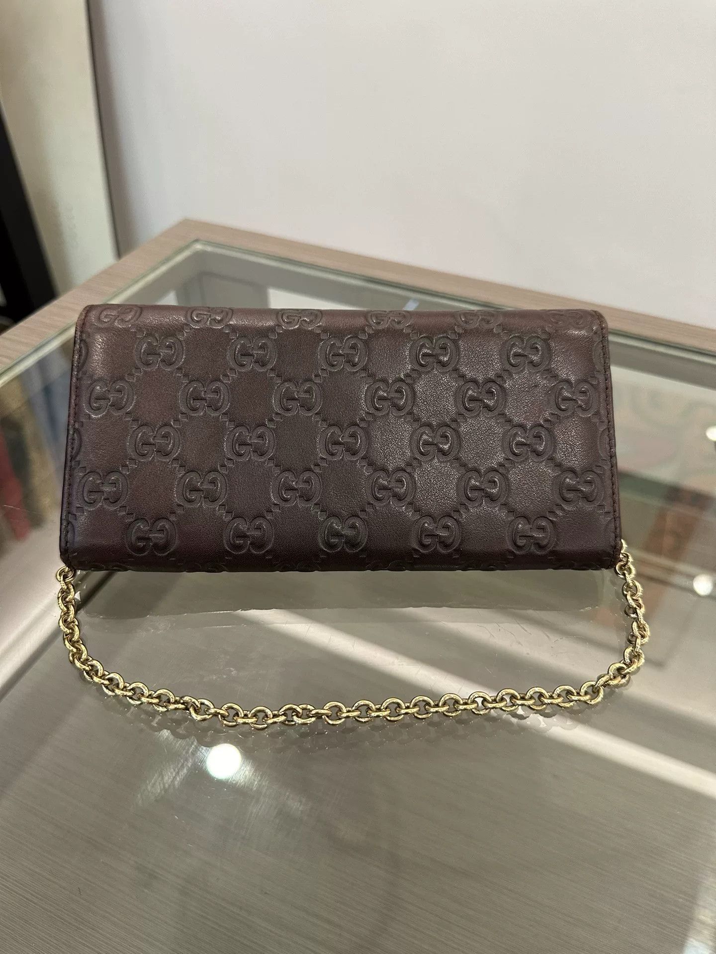 Japanese Brand Gucci Brown Double G Logo WOC Chain Bag 19cm Size ONE SIZE - 2 Thumbnail